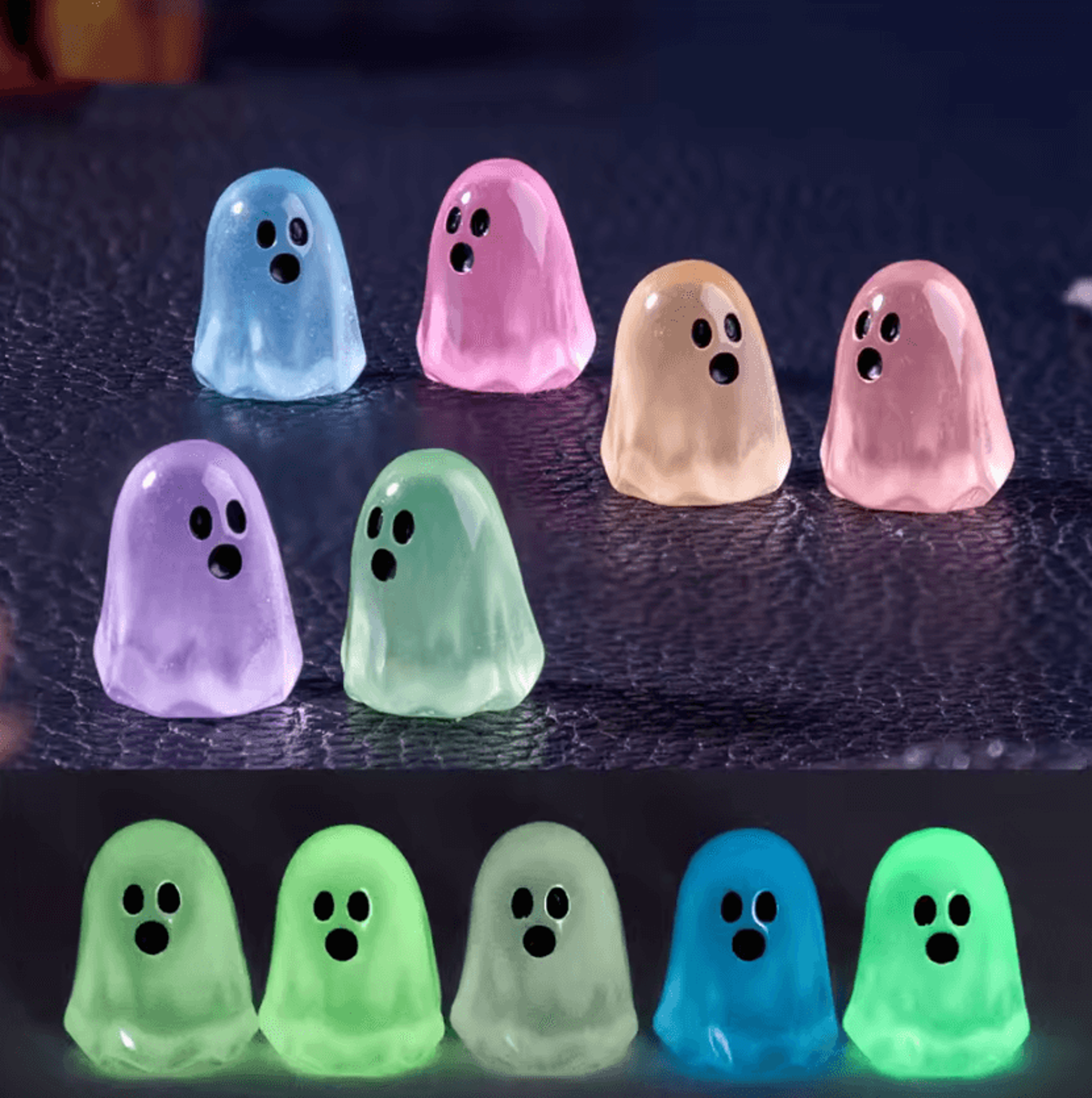 5pcs luminous ghost mini figures glow in the dark halloween decorations