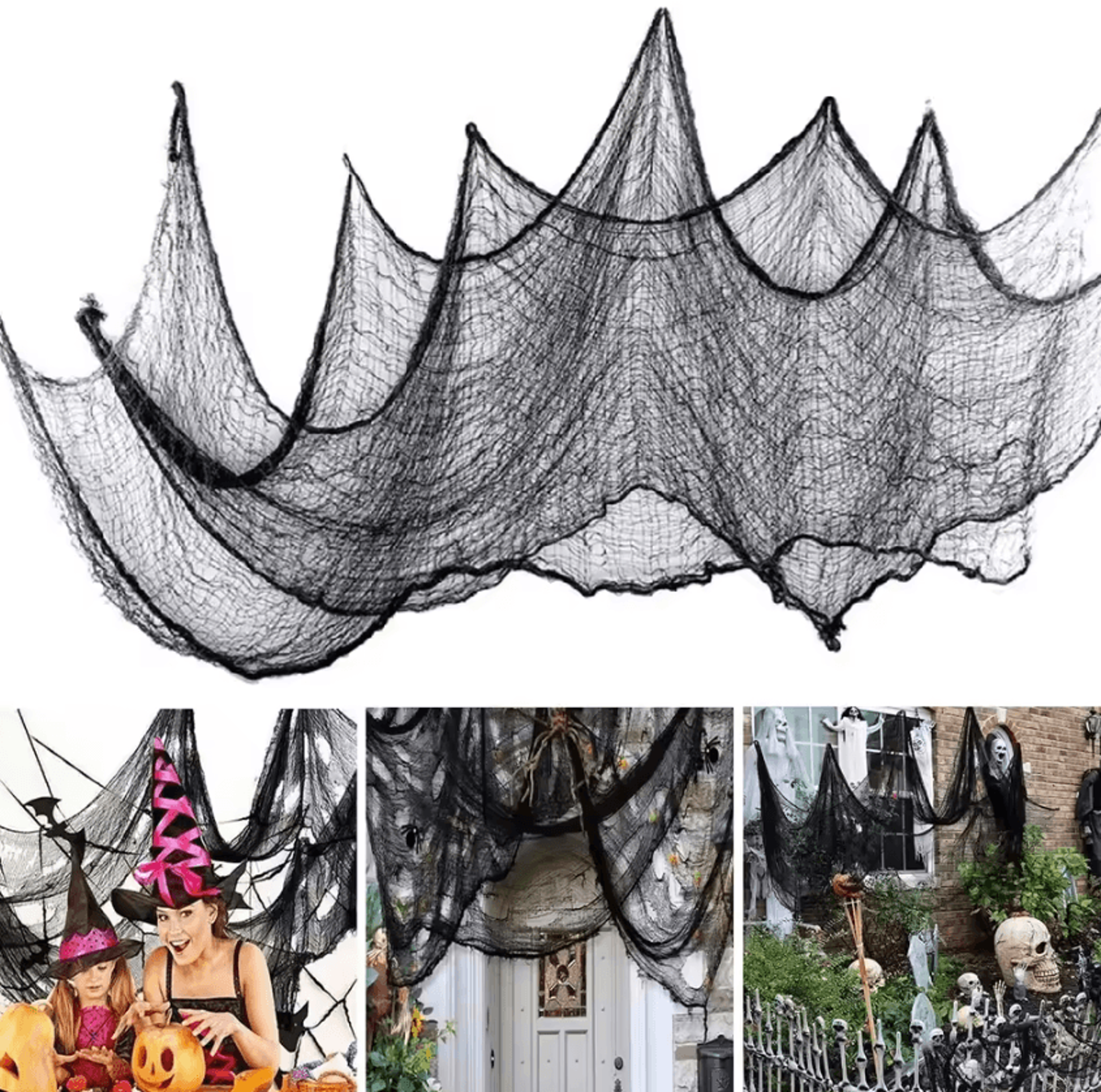 black creepy gauze halloween decoration cloth haunted house party drapes