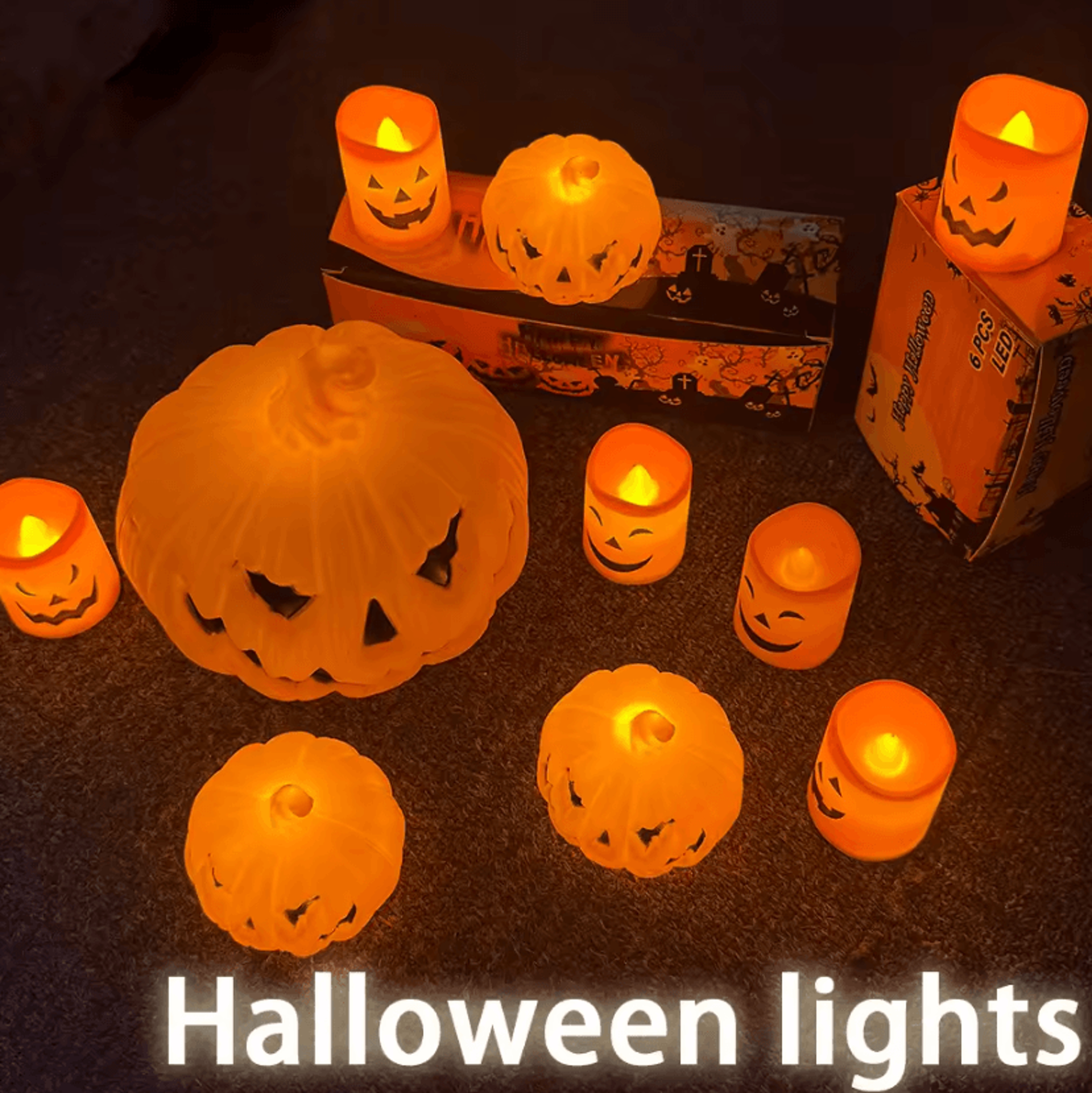 halloween pumpkin lantern led candle light ghost skull decorative lamp