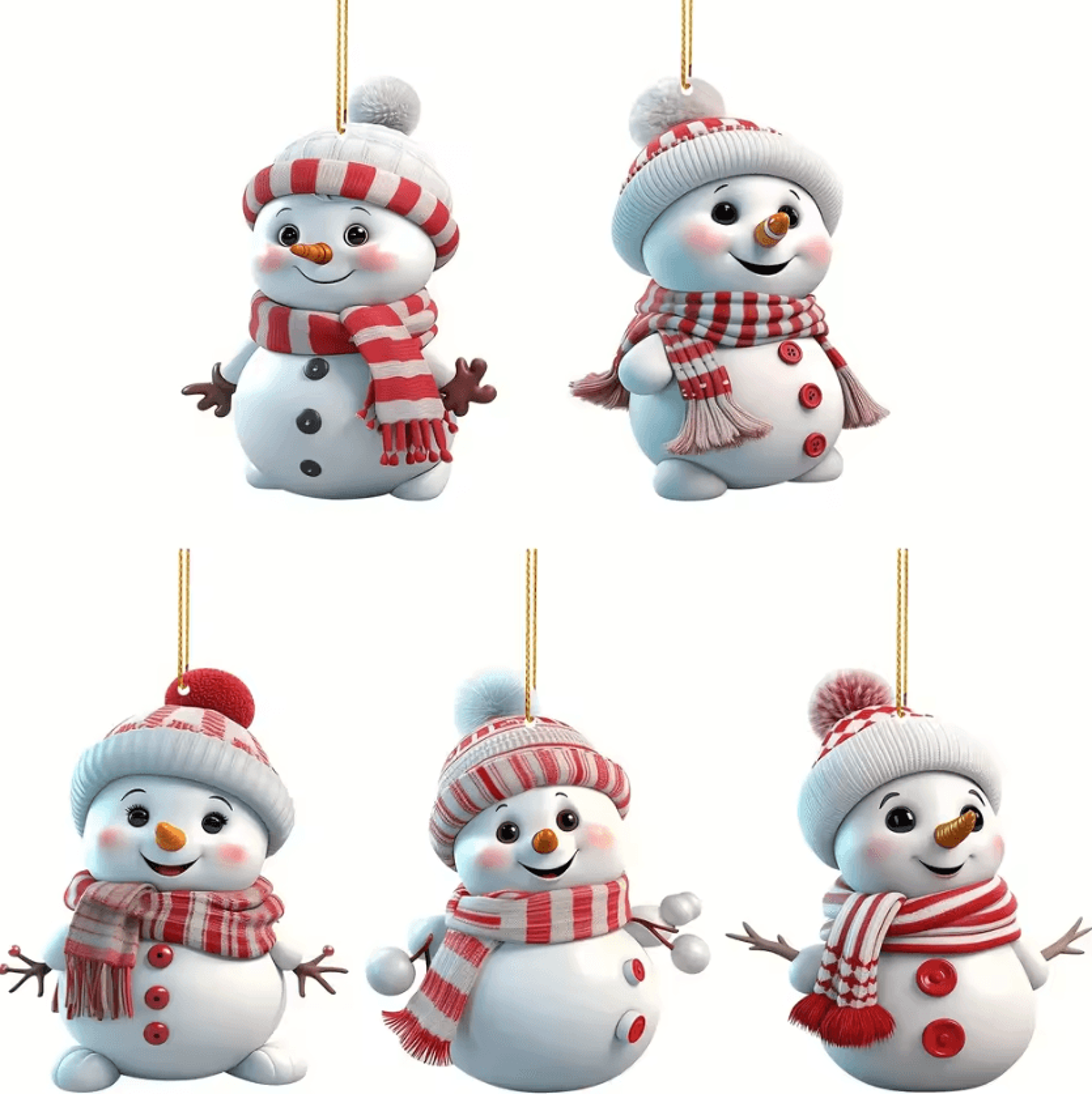 5pcs acrylic snowman christmas tree hanging ornaments holiday decorations