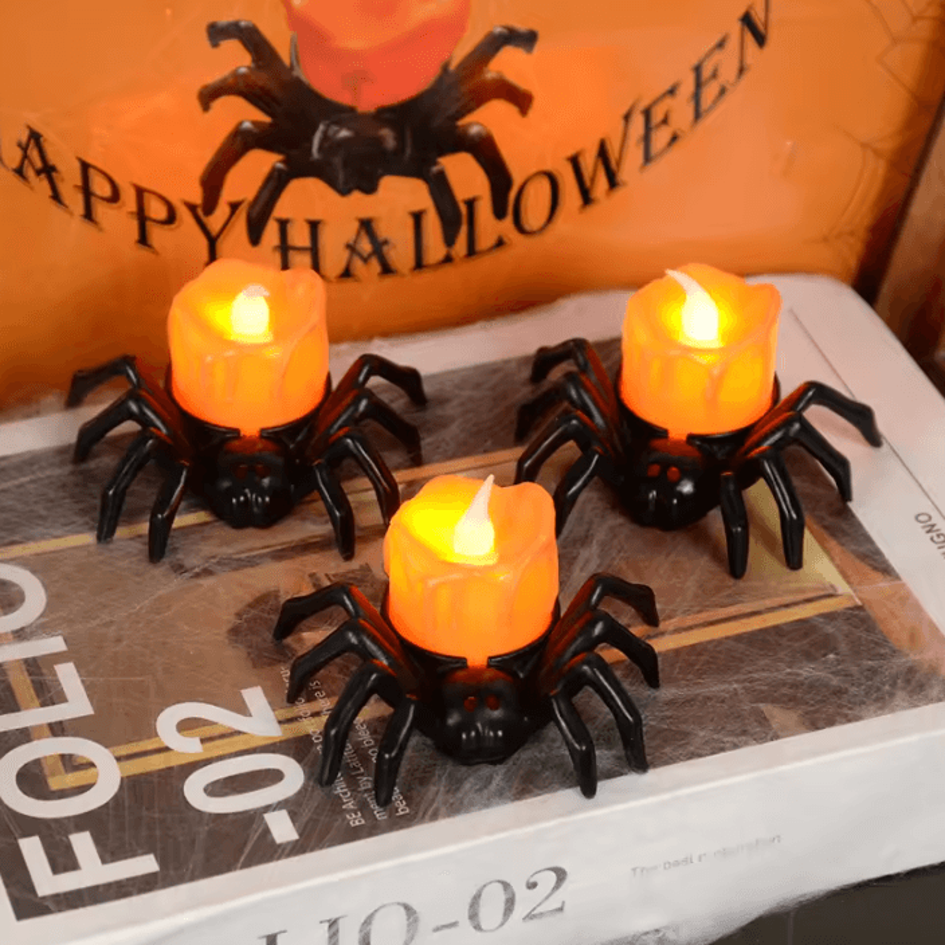 halloween led pumpkin spider candle light decorative party lamp