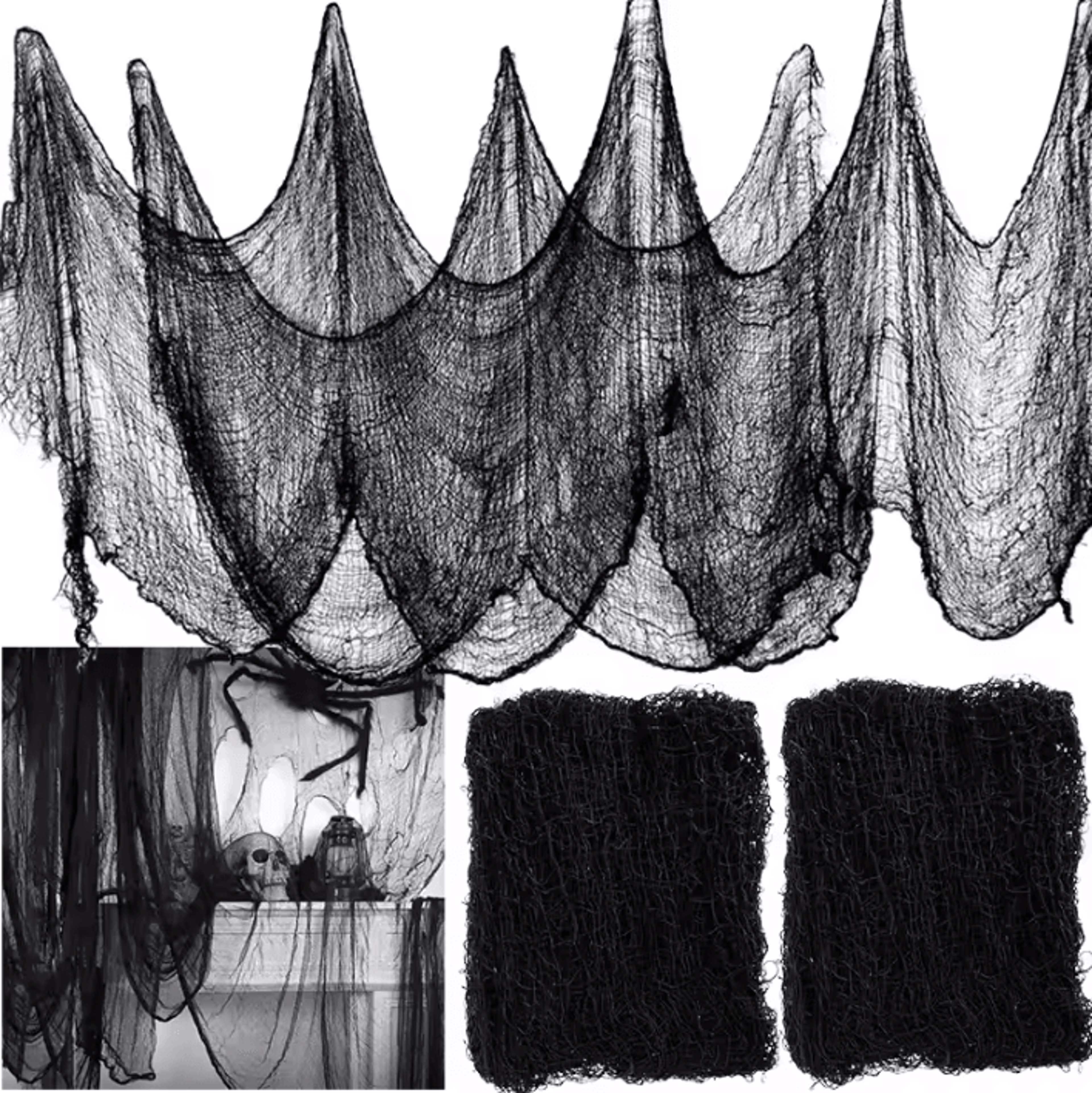 black halloween spider web gauze decoration for haunted house party decor