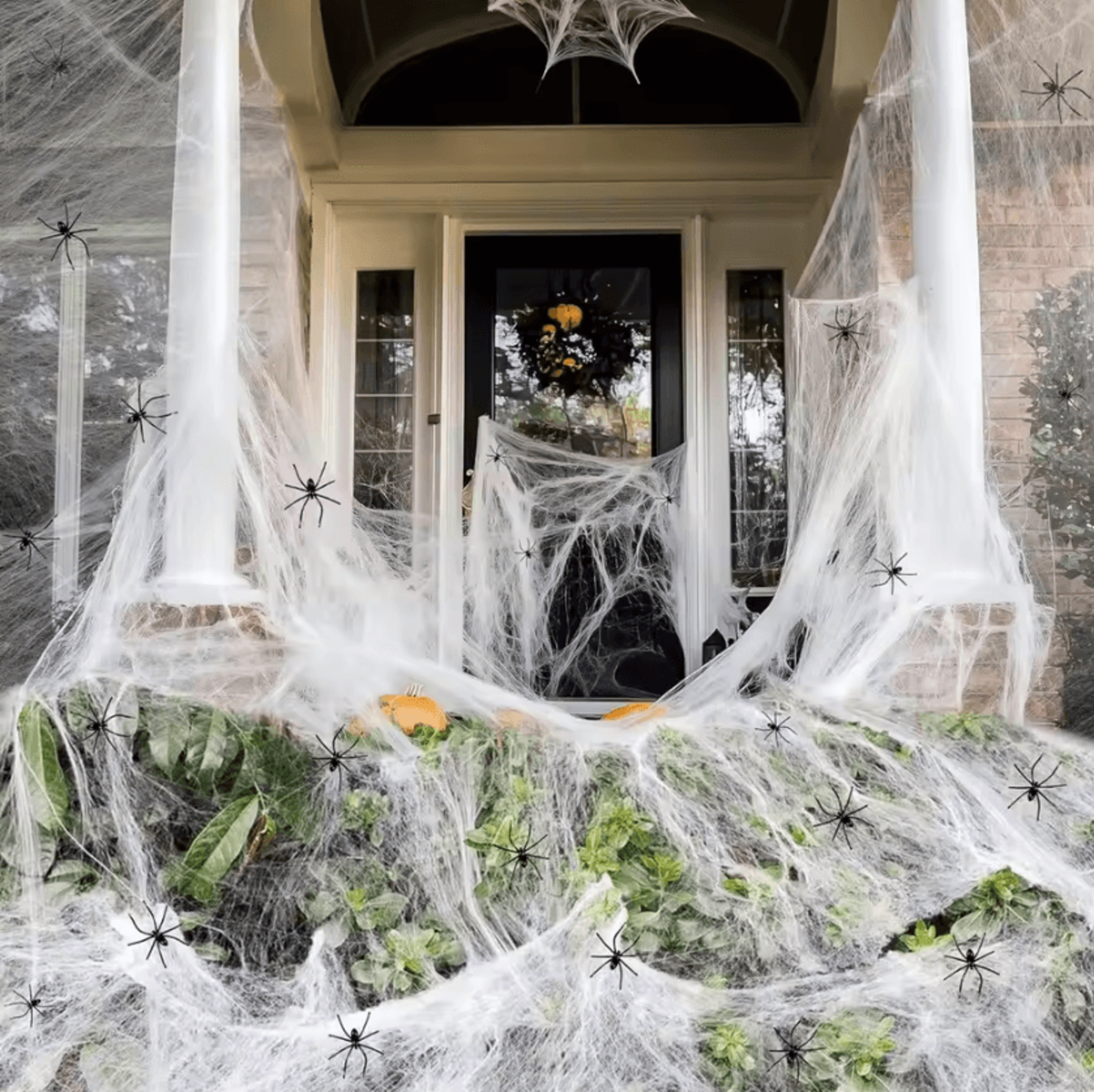 200 sq ft halloween spider web decoration with fake spiders stretch cobweb set