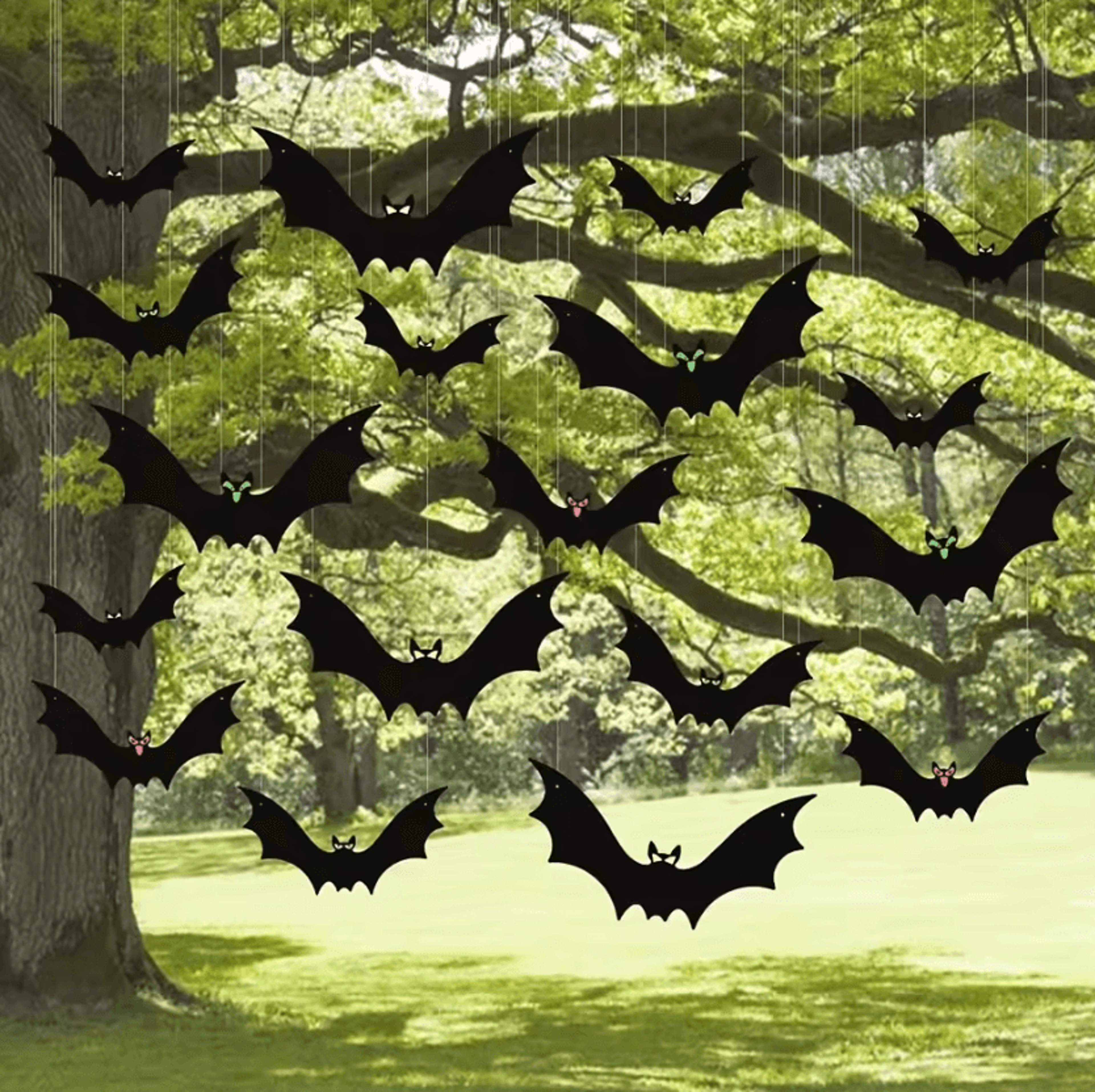 12pcs large hanging halloween bats outdoor flying decoration set