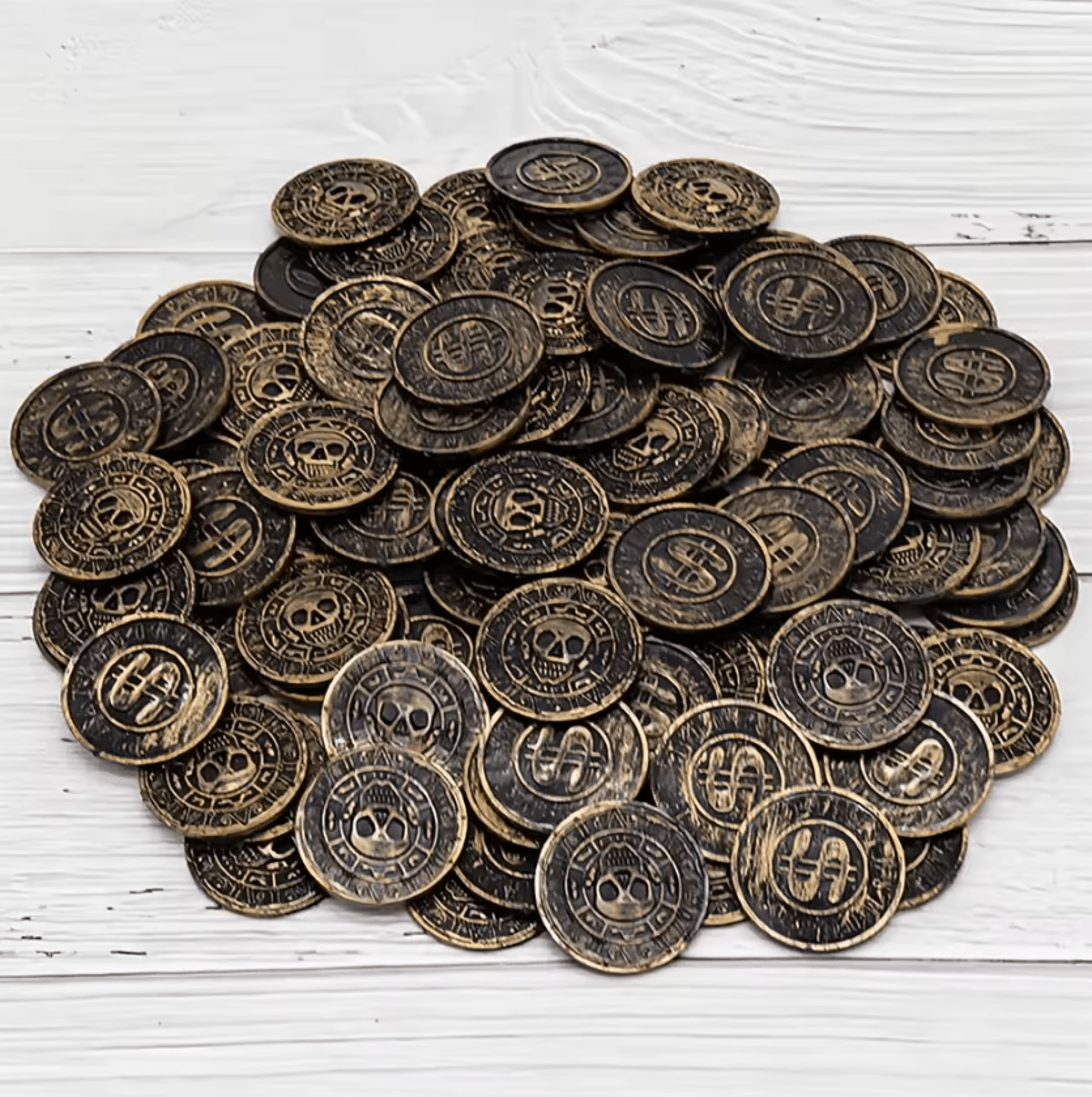 retro pirate gold coins – pirate coins for treasure hunts, party favors & halloween decor