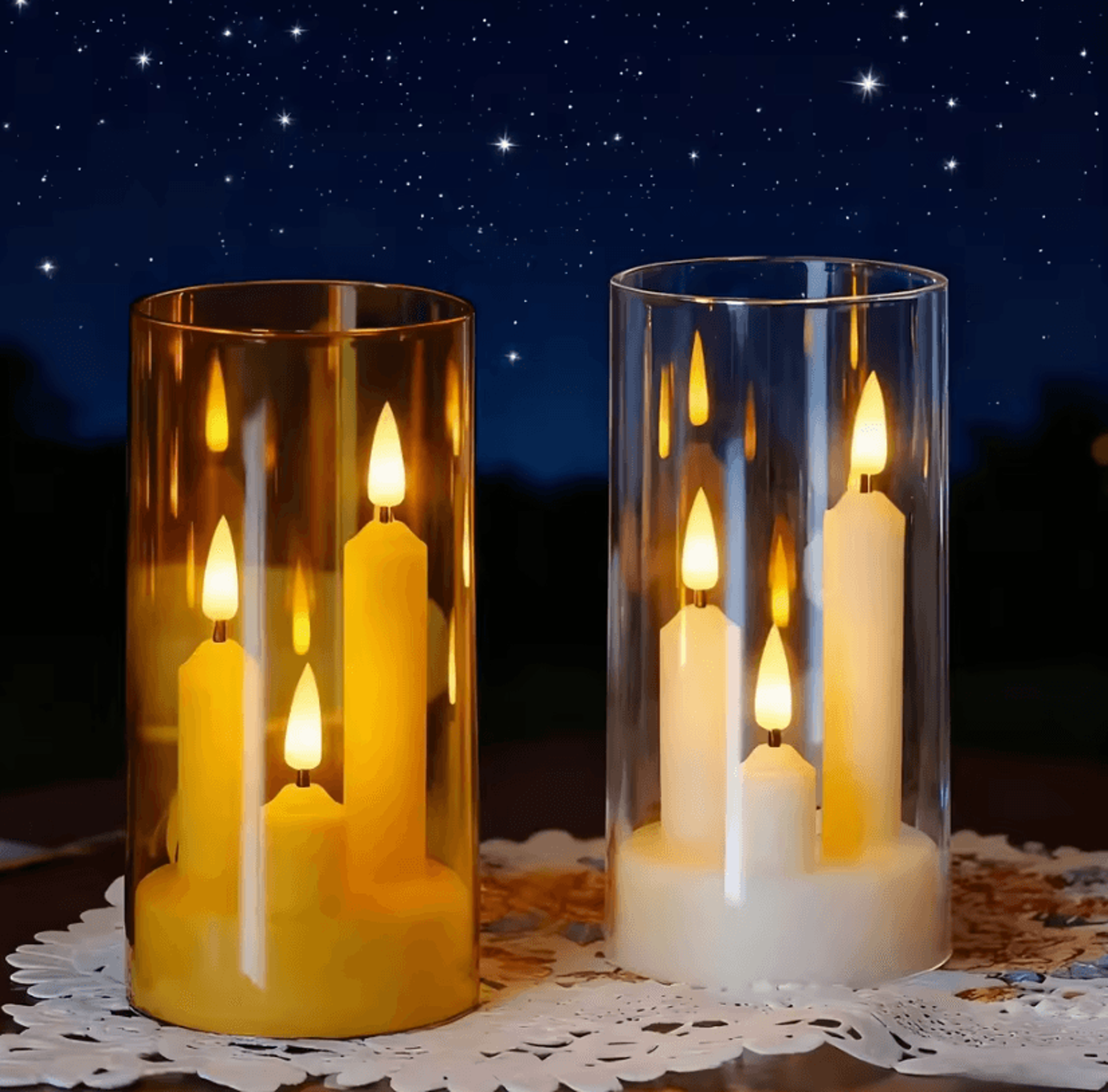 3-in-1 flameless led taper candle – flameless led candles with acrylic shade for halloween & home decor