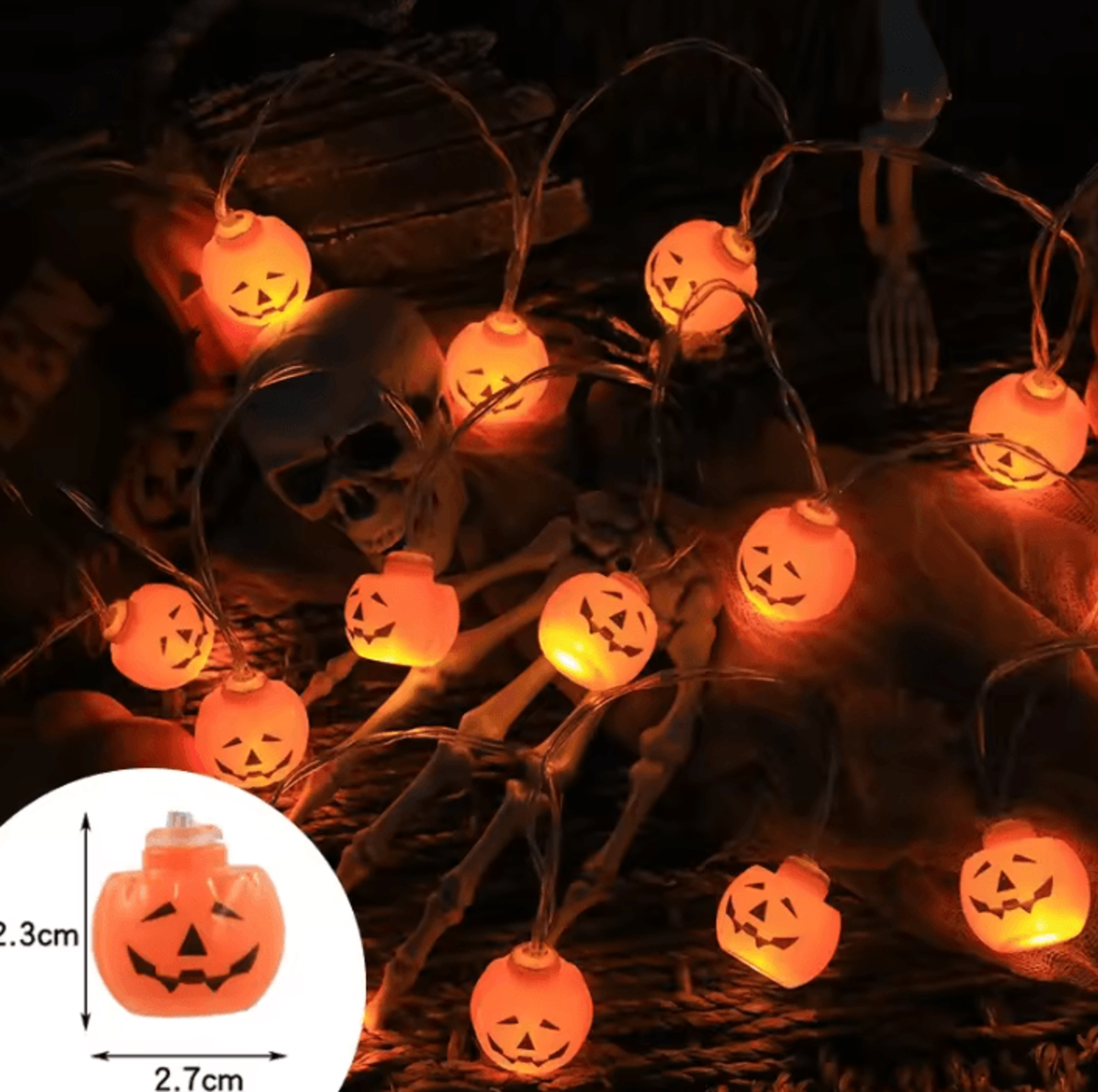 halloween led string lights – halloween string lights pumpkin, skull & eyeball party decorations