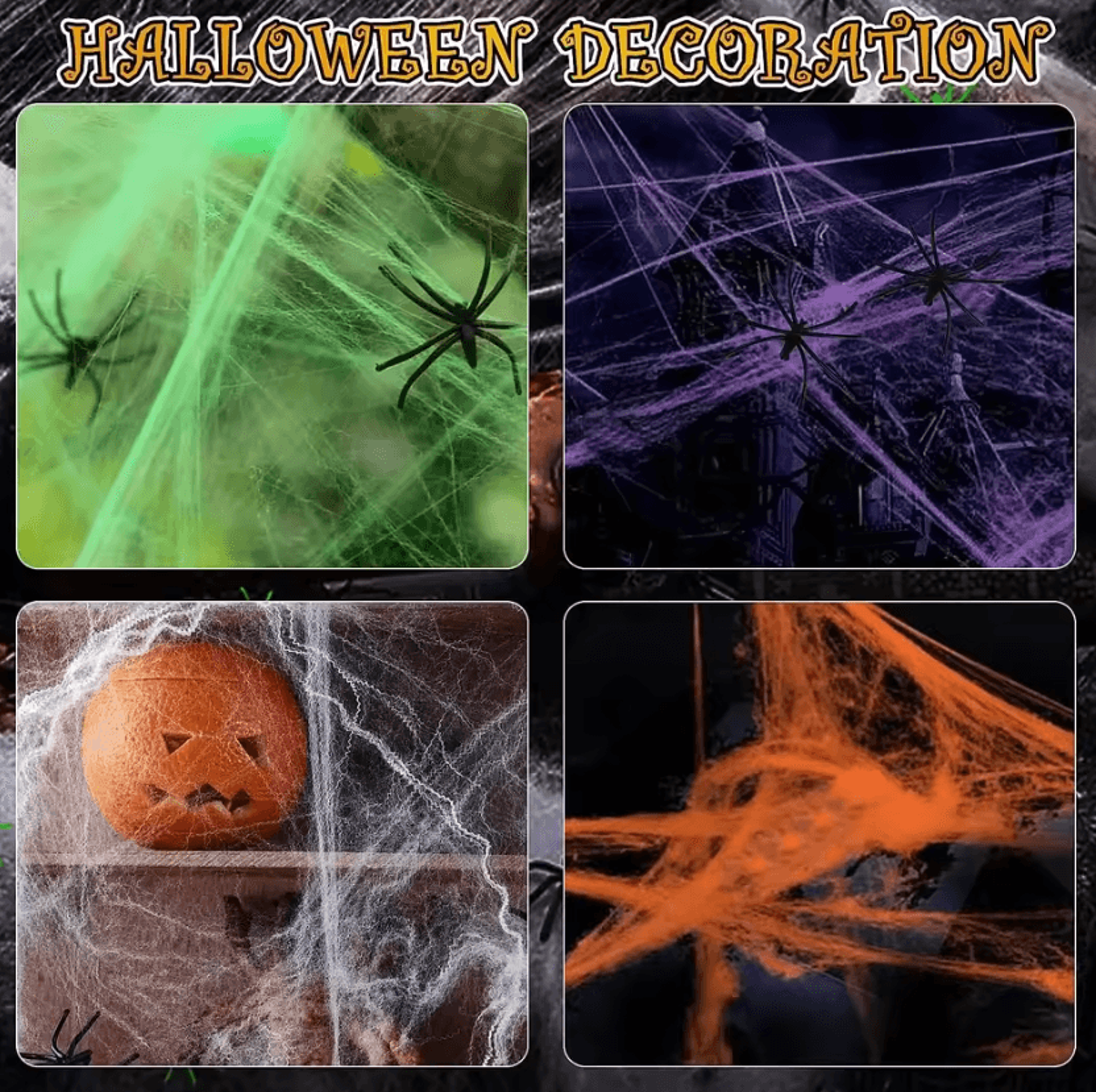 artificial stretchy spider web – halloween spider web decoration for haunted houses & spooky party scenes