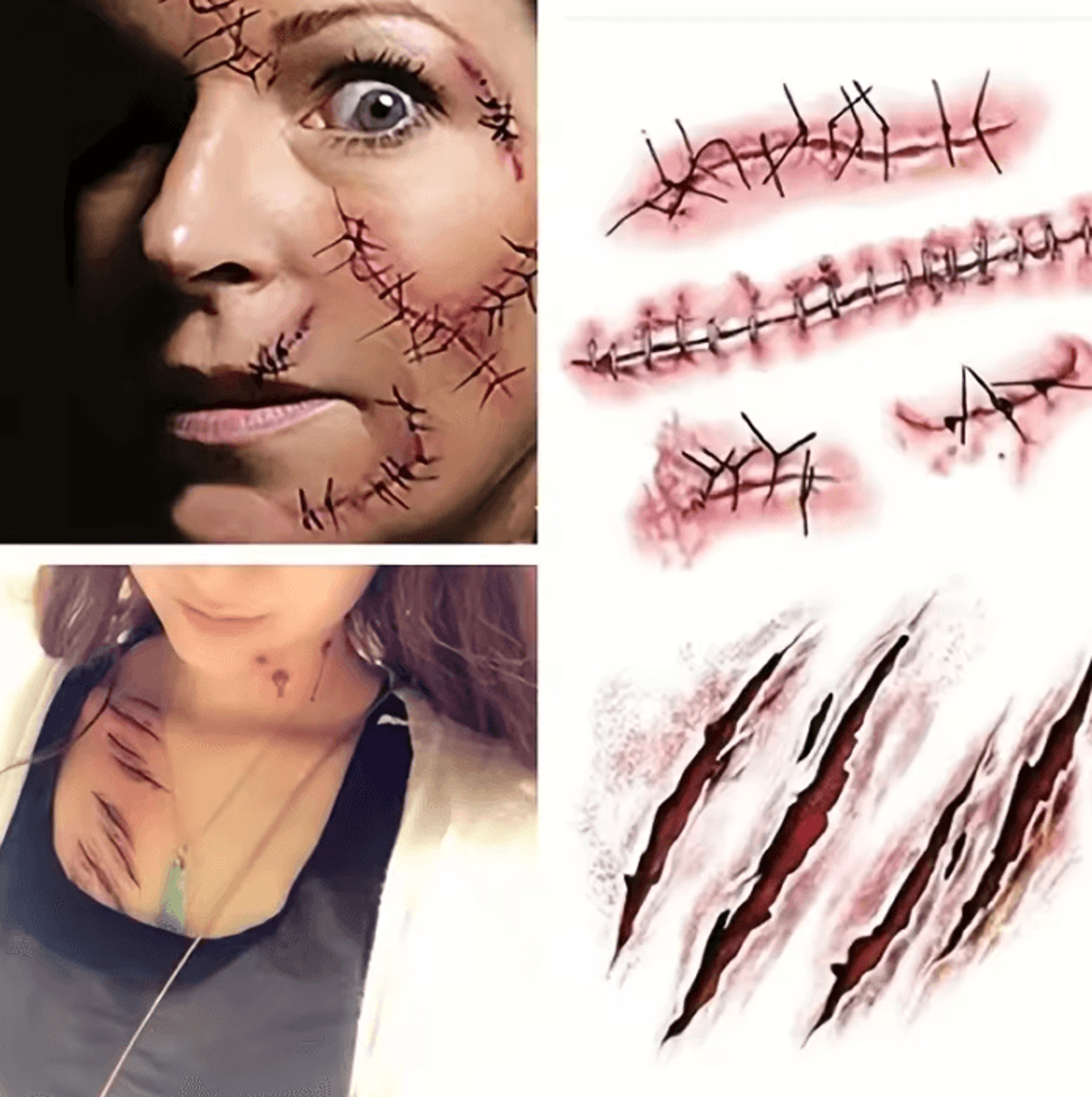 halloween scar temporary tattoo stickers – scar temporary tattoos waterproof blood fx for cosplay & halloween