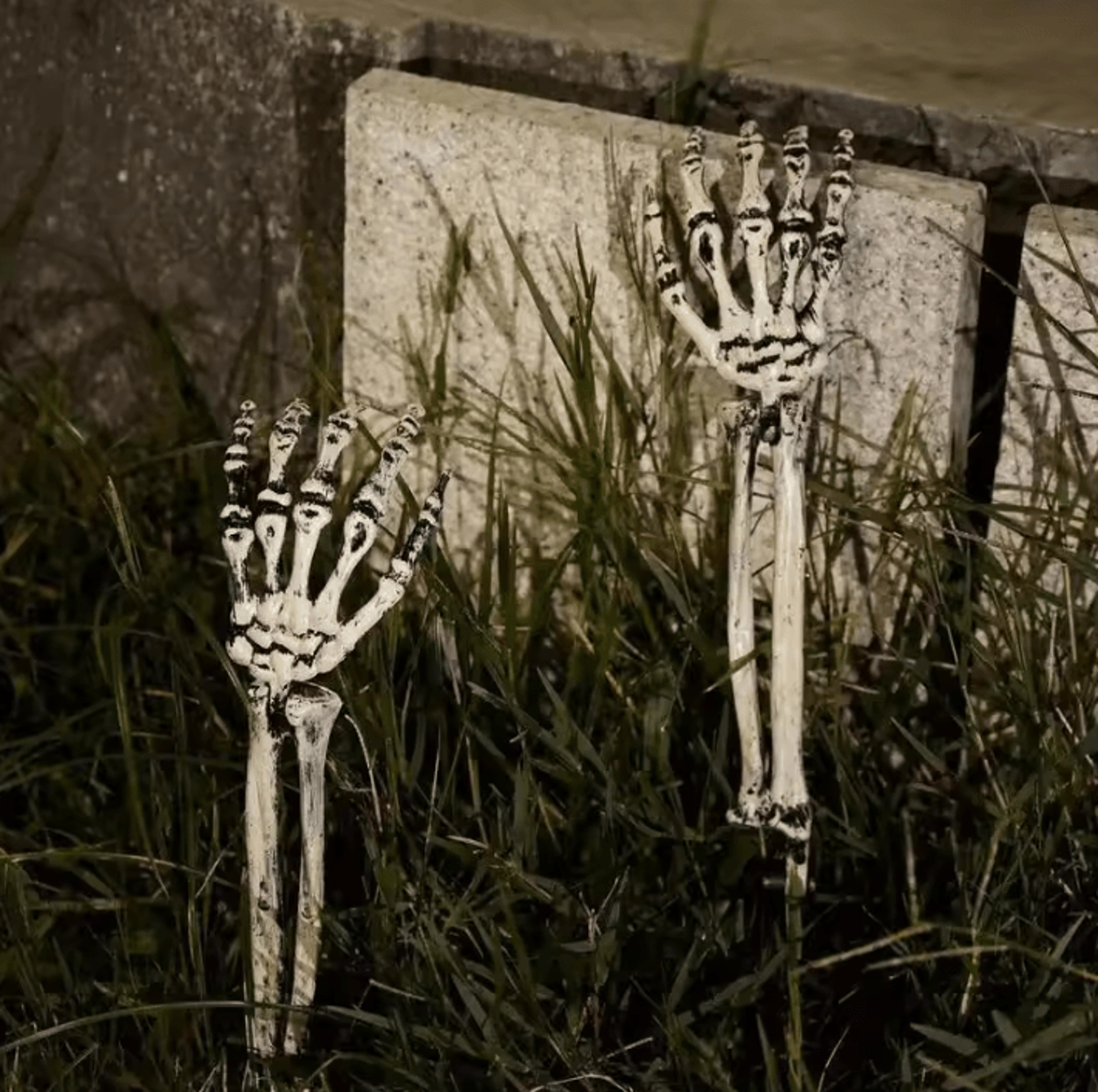 skeleton bone garden stakes – halloween yard stakes skull & hand ground decorations for spooky outdoor displays