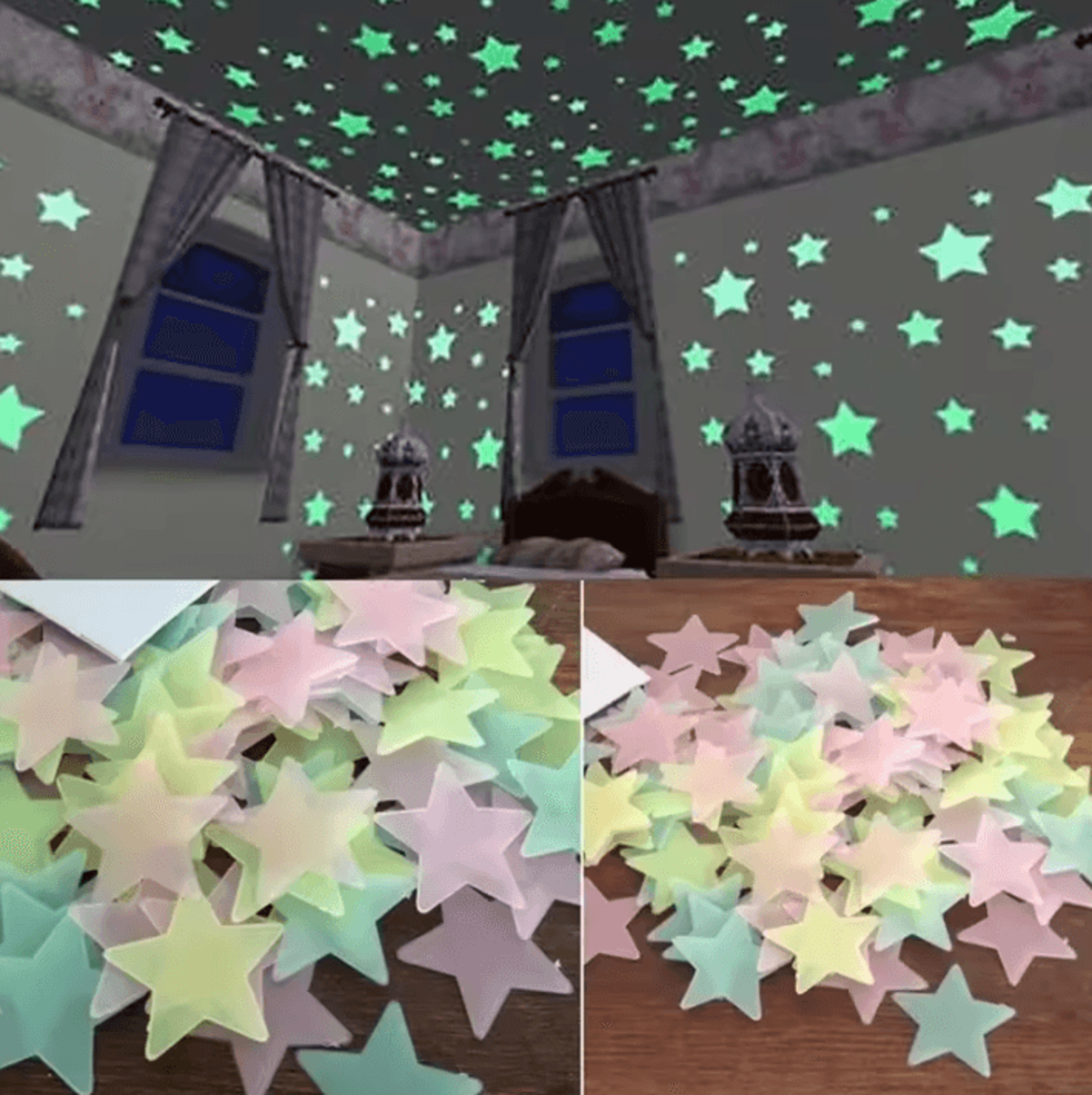 100pcs glow-in-the-dark star stickers – glow in the dark stars wall & ceiling decor for kids' rooms
