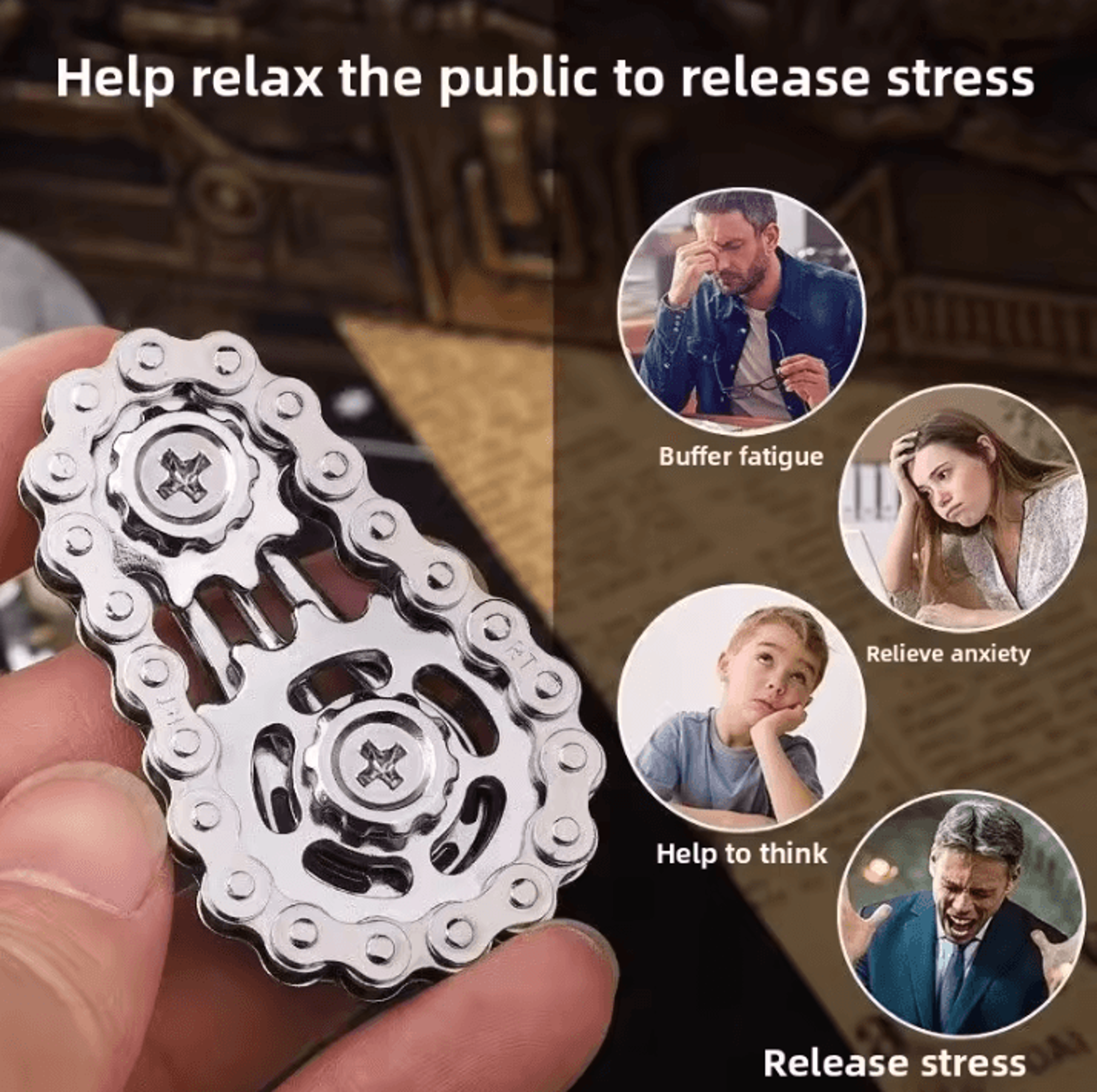 metal gear fidget spinner – metal fidget spinner stress relief desk toy for adults