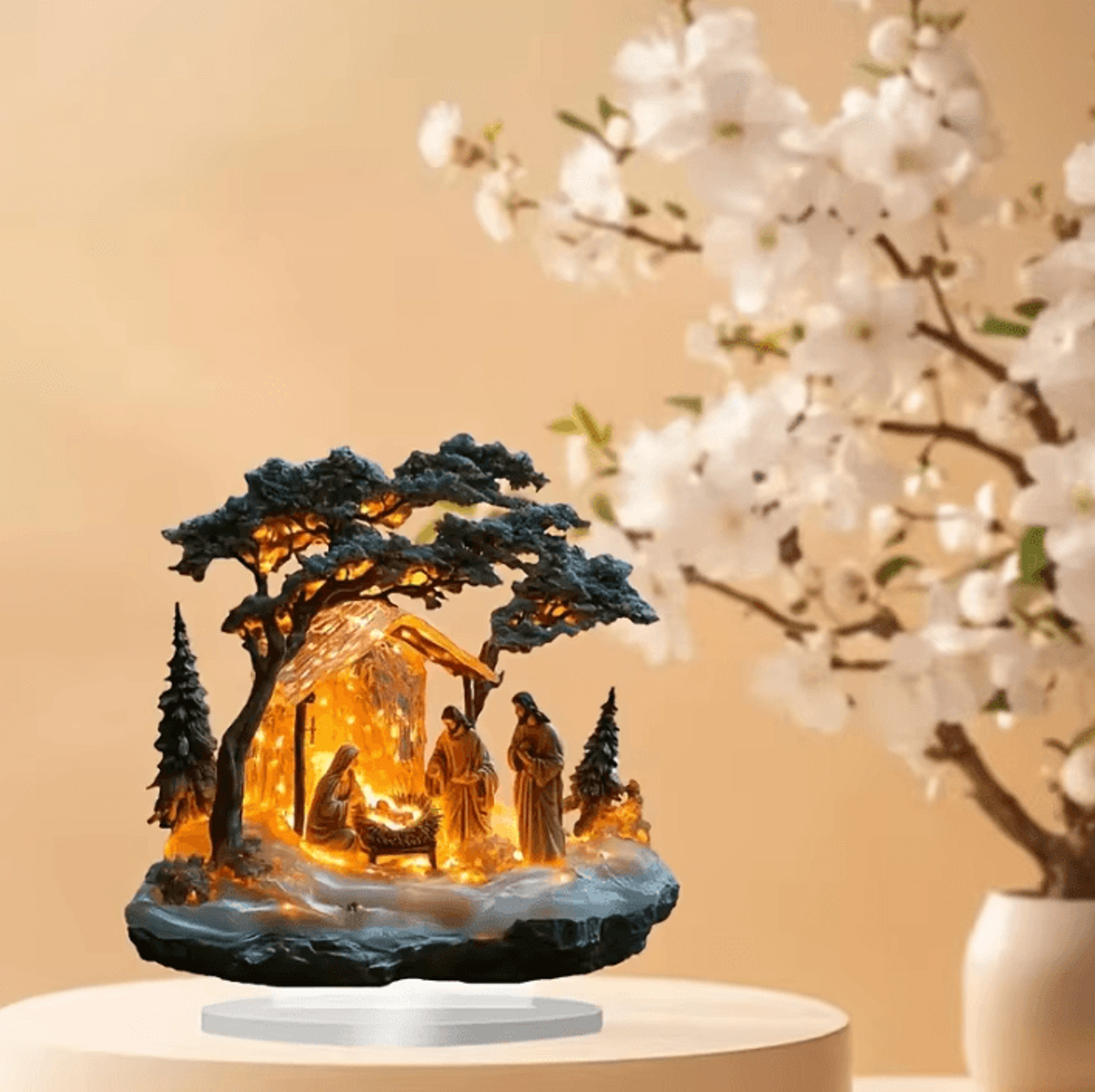 nativity scene figurine – nativity figurine religious desktop decoration for home & holiday display