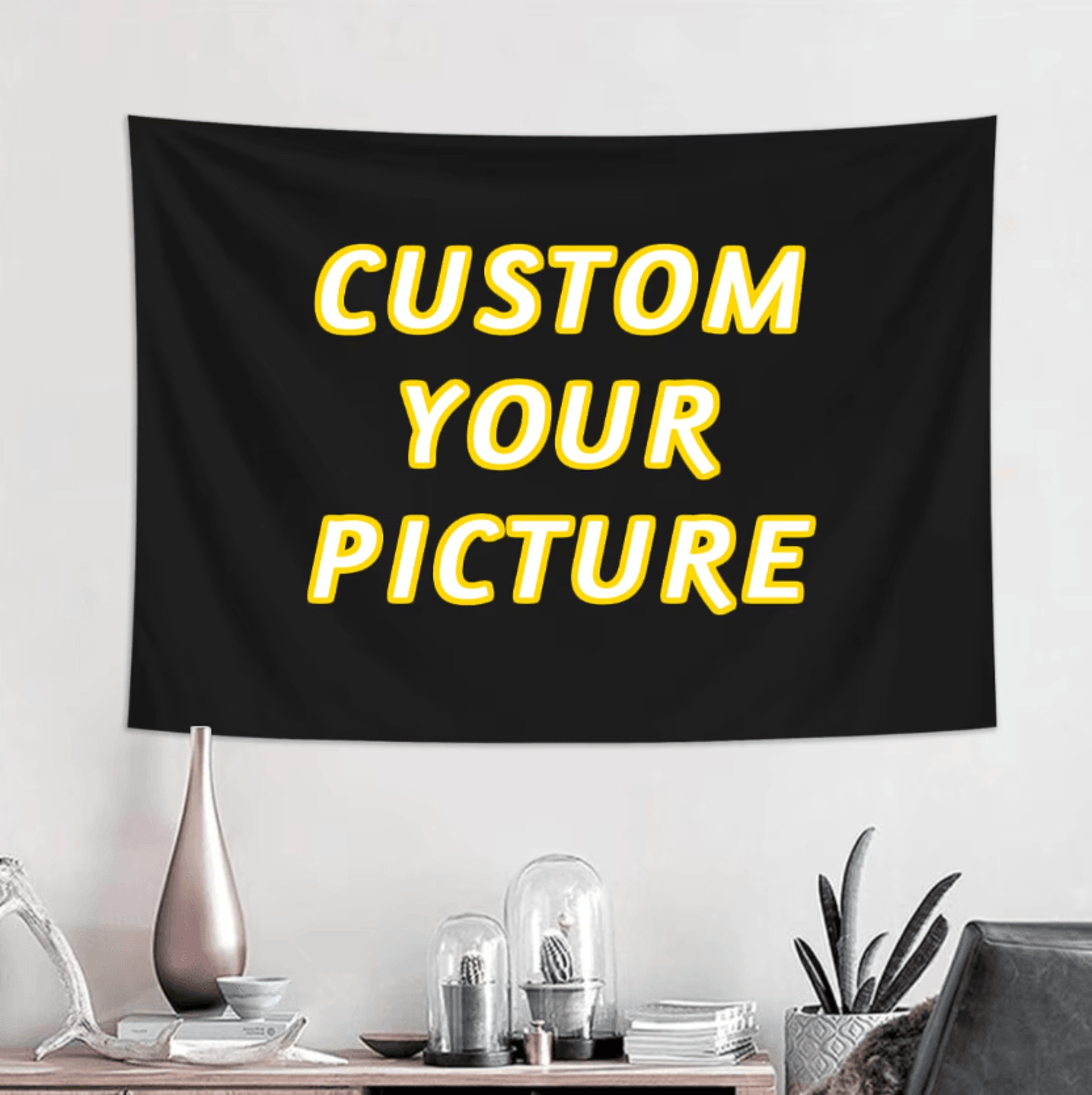 custom photo & logo tapestry banner – personalized wall tapestry for events, home & business decor