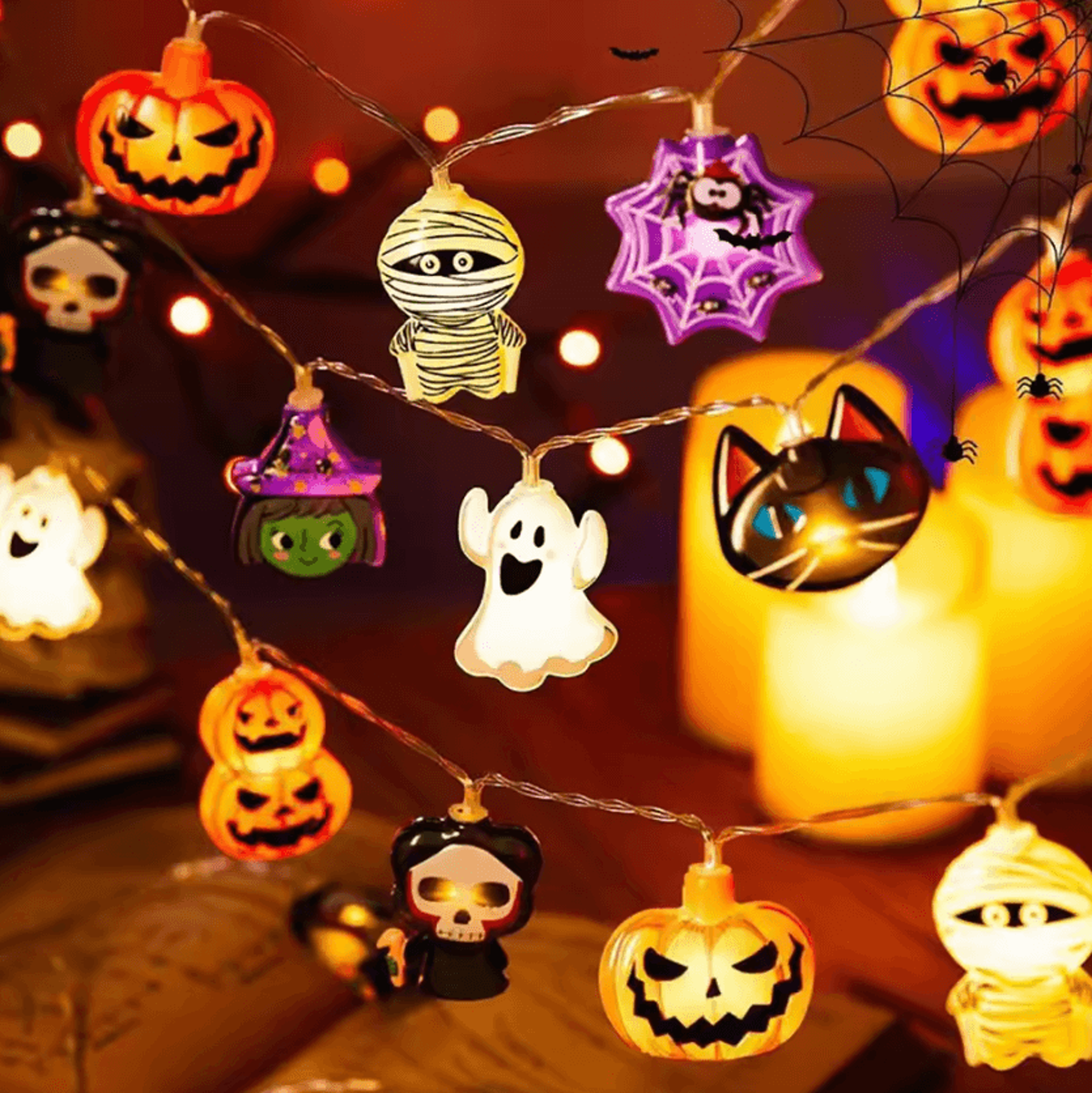 halloween led string lights – pumpkin ghost string lights for indoor & outdoor party decor