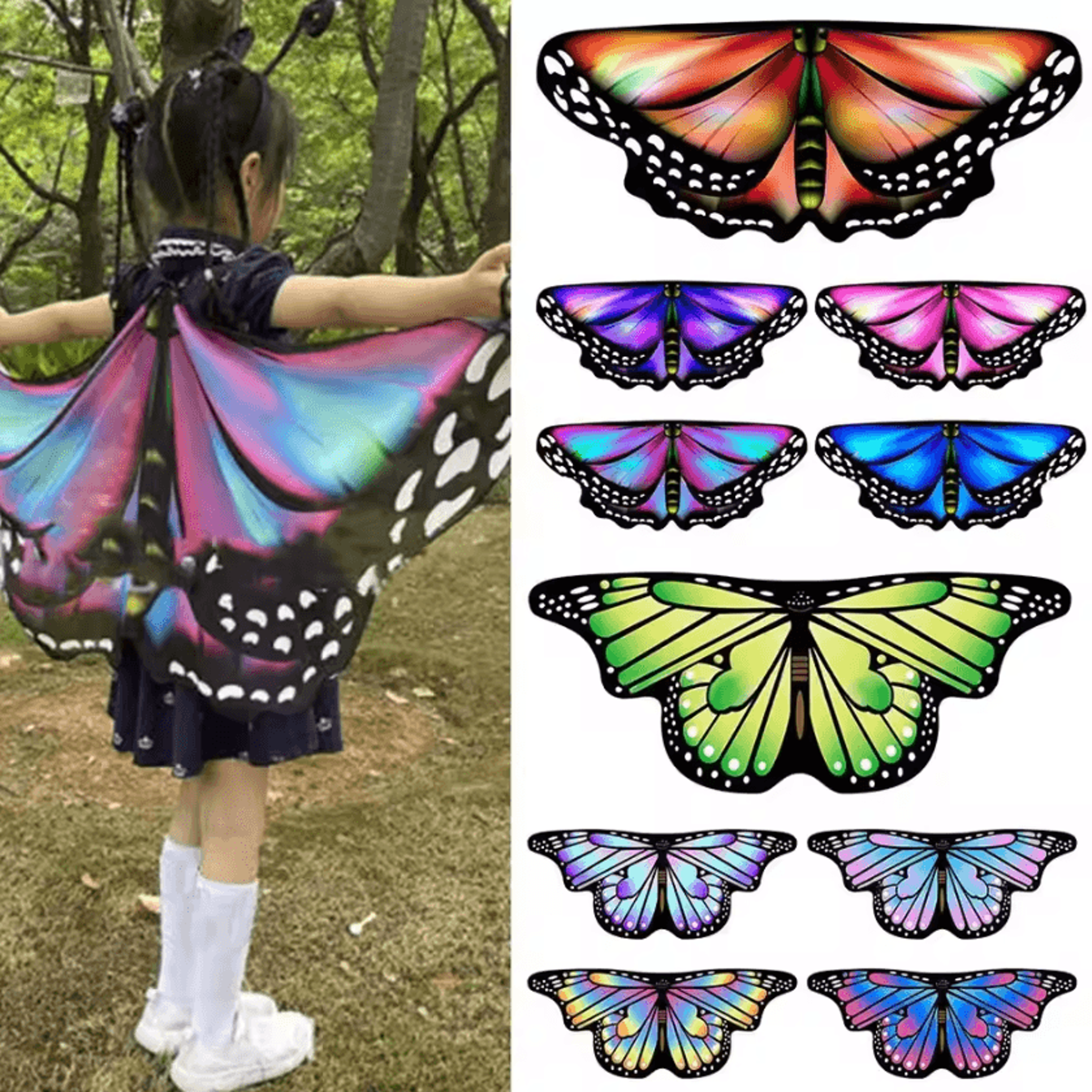 kids butterfly wings fairy cape – butterfly wings costume colorful fairy dress-up cape for girls