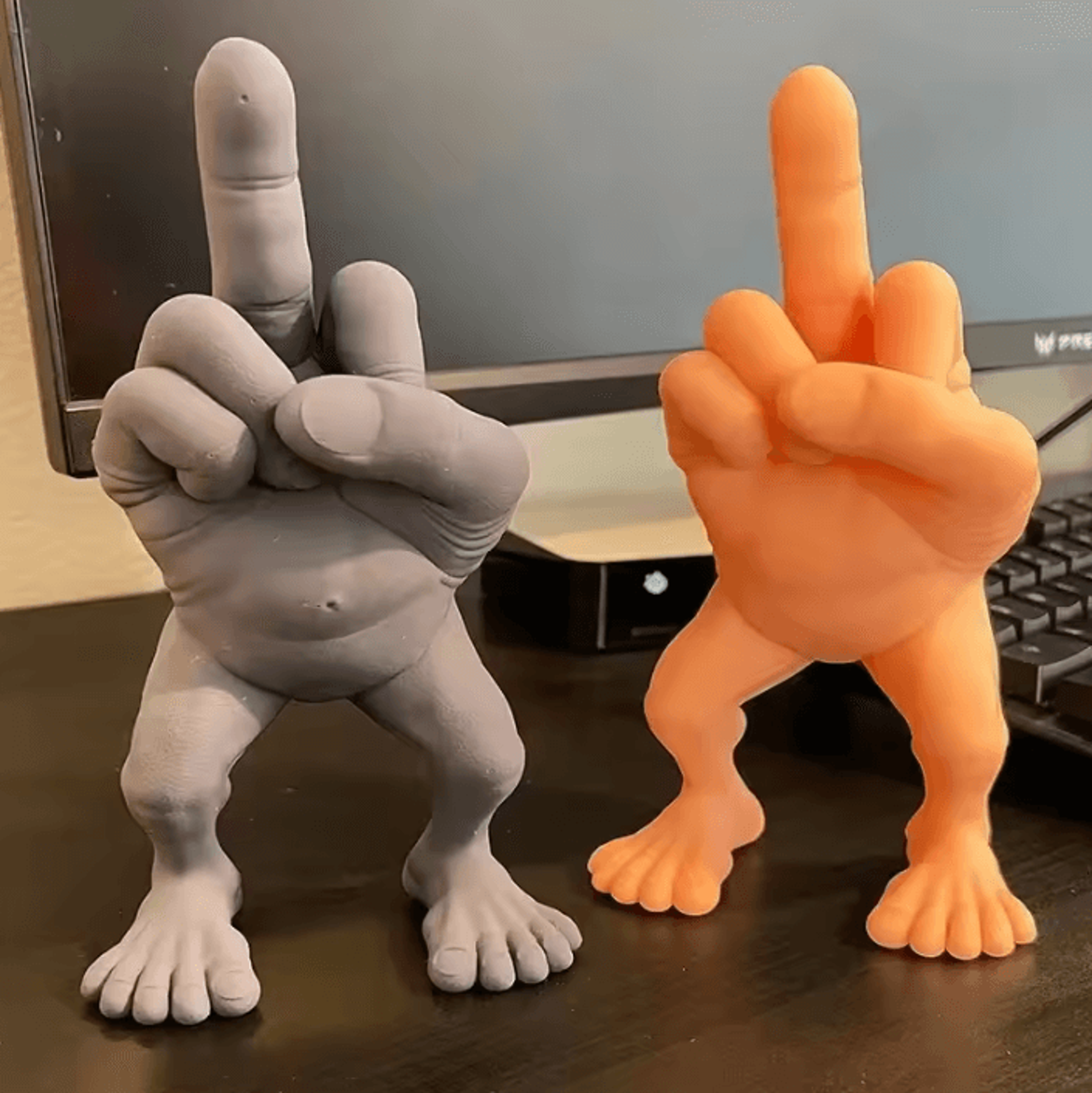 3d printed middle finger desk figurine – funny office desk decor novelty middle finger figure with legs