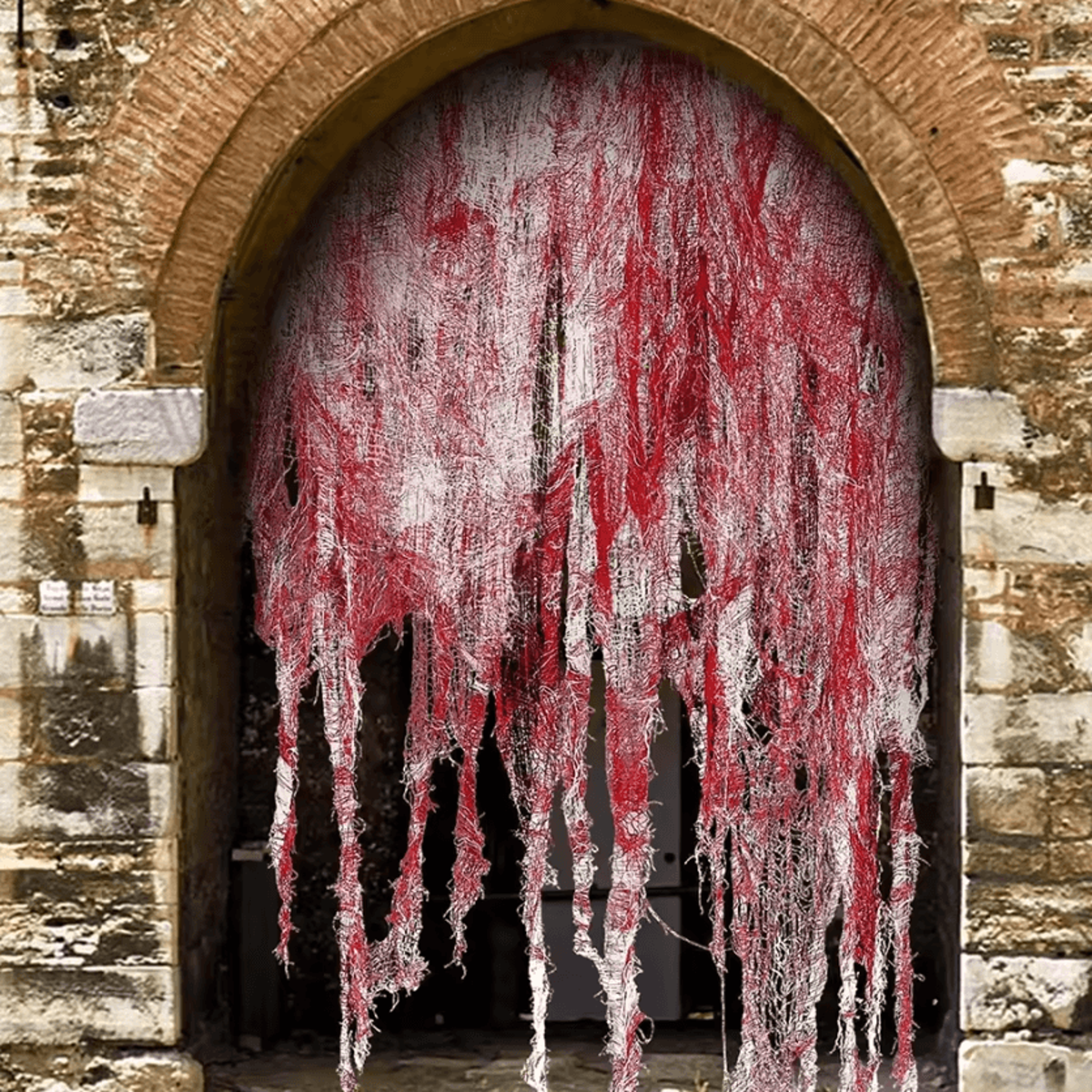 halloween bloody gauze decoration – bloody halloween cloth haunted house decor for doors, walls & party props