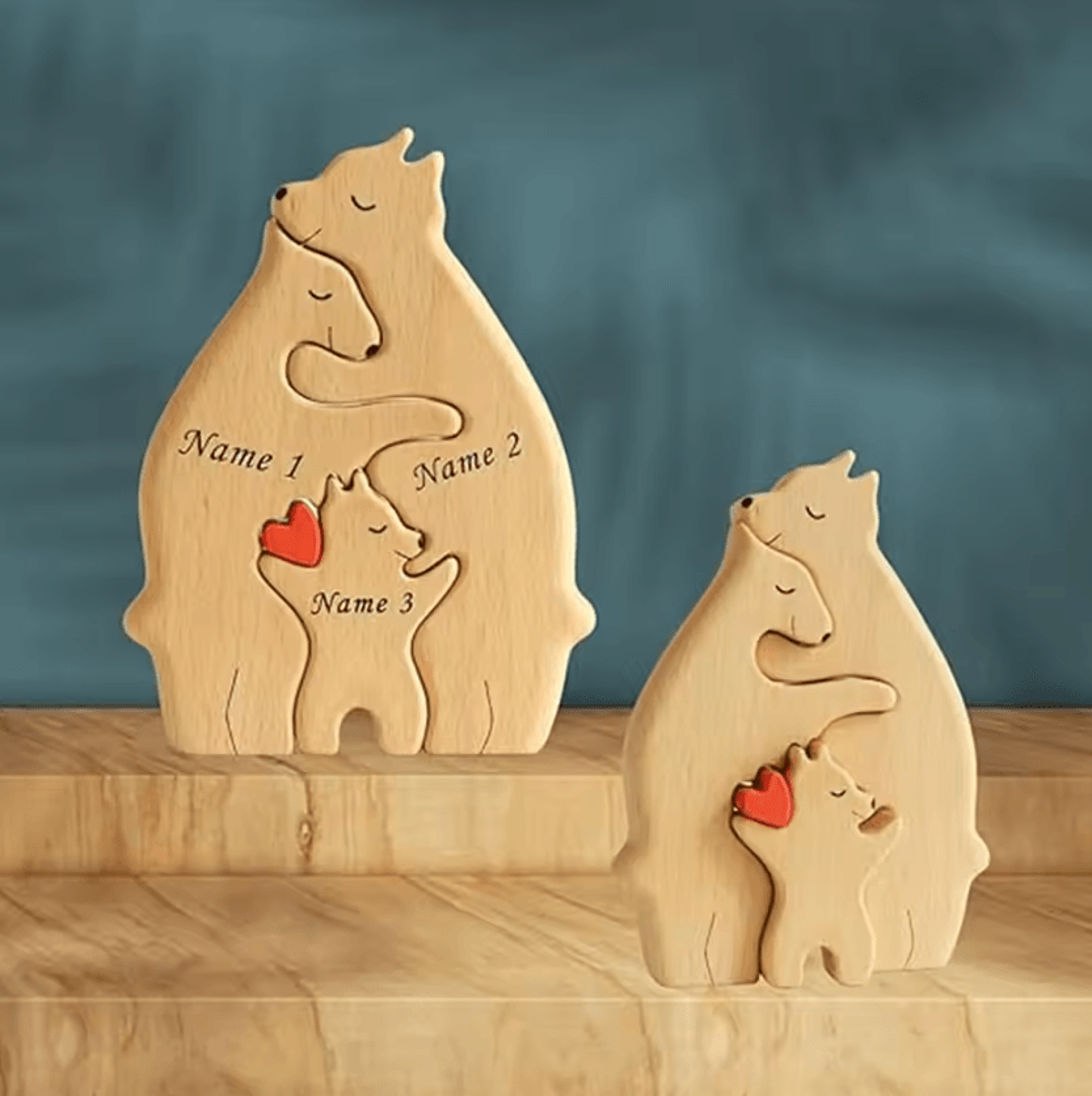 bear family wooden art puzzle – wooden bear family puzzle diy wooden sculpture for home & desktop decor