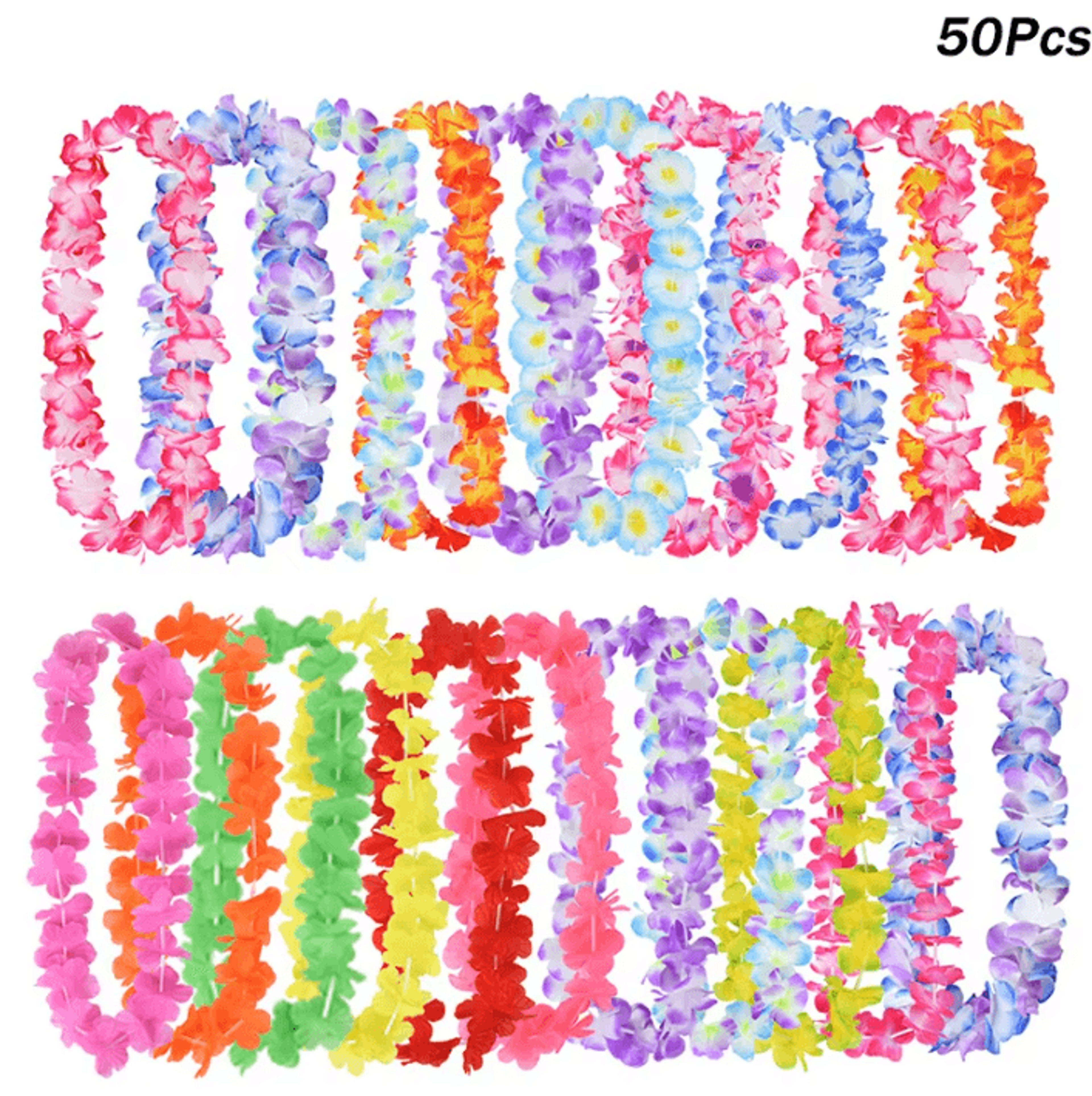 hawaiian flower lei necklace set – hawaiian lei necklace tropical flower garland for luau, parties & weddings