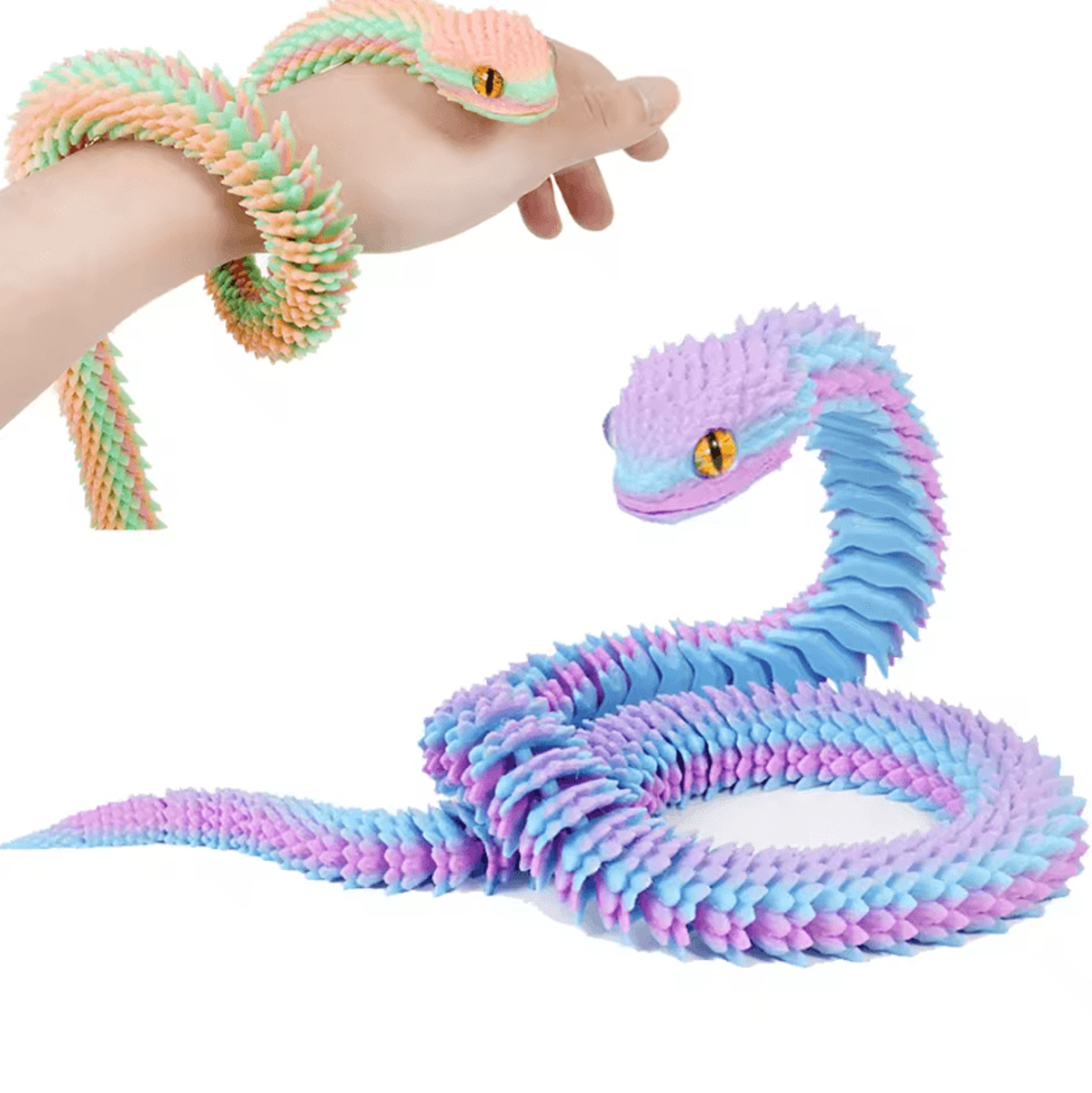 glow-in-the-dark articulated snake figurine – articulated snake toy 3d printed snake for home & office decor
