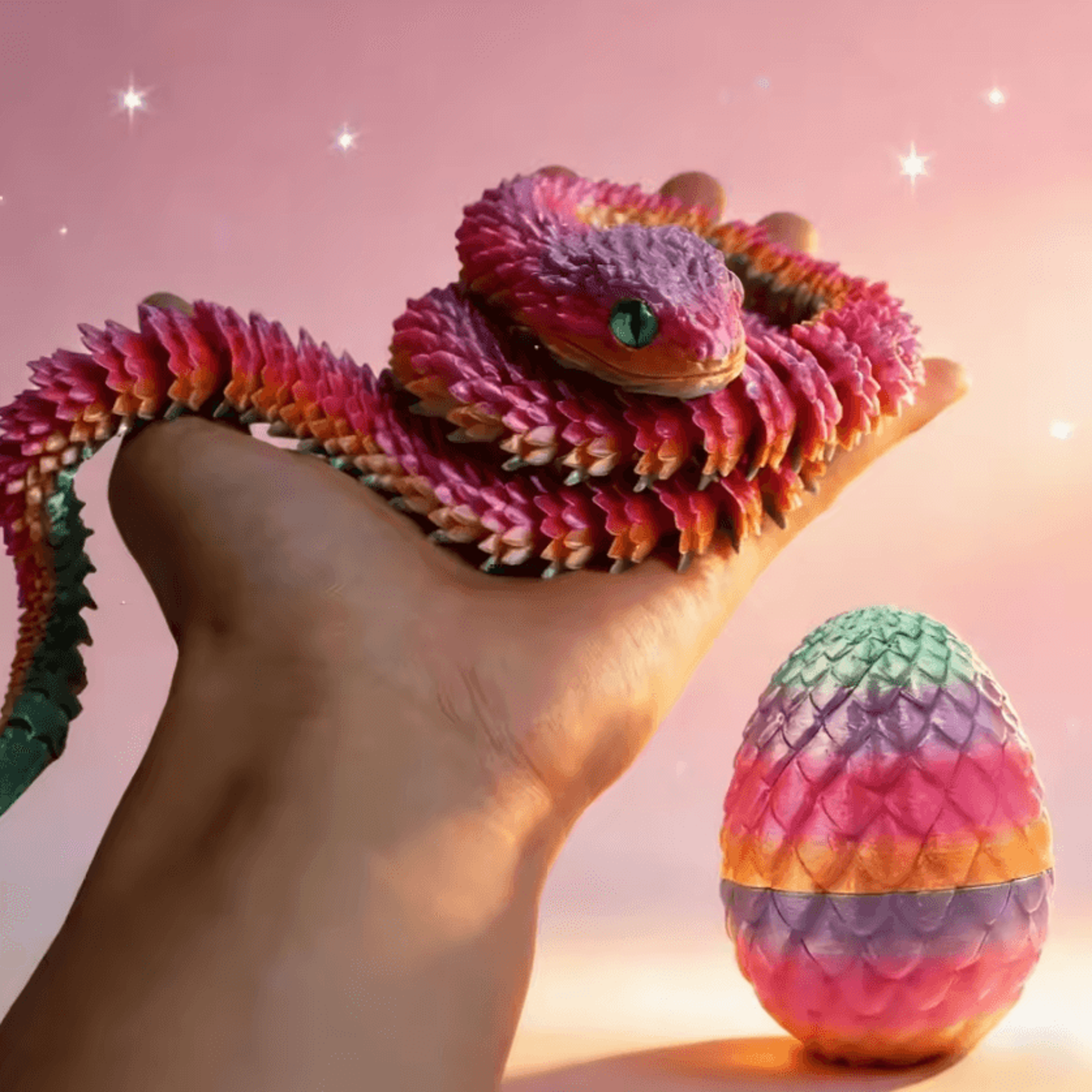 3d printed snake egg fidget toy – articulated snake egg 3d printed snake toy for desk & home decor