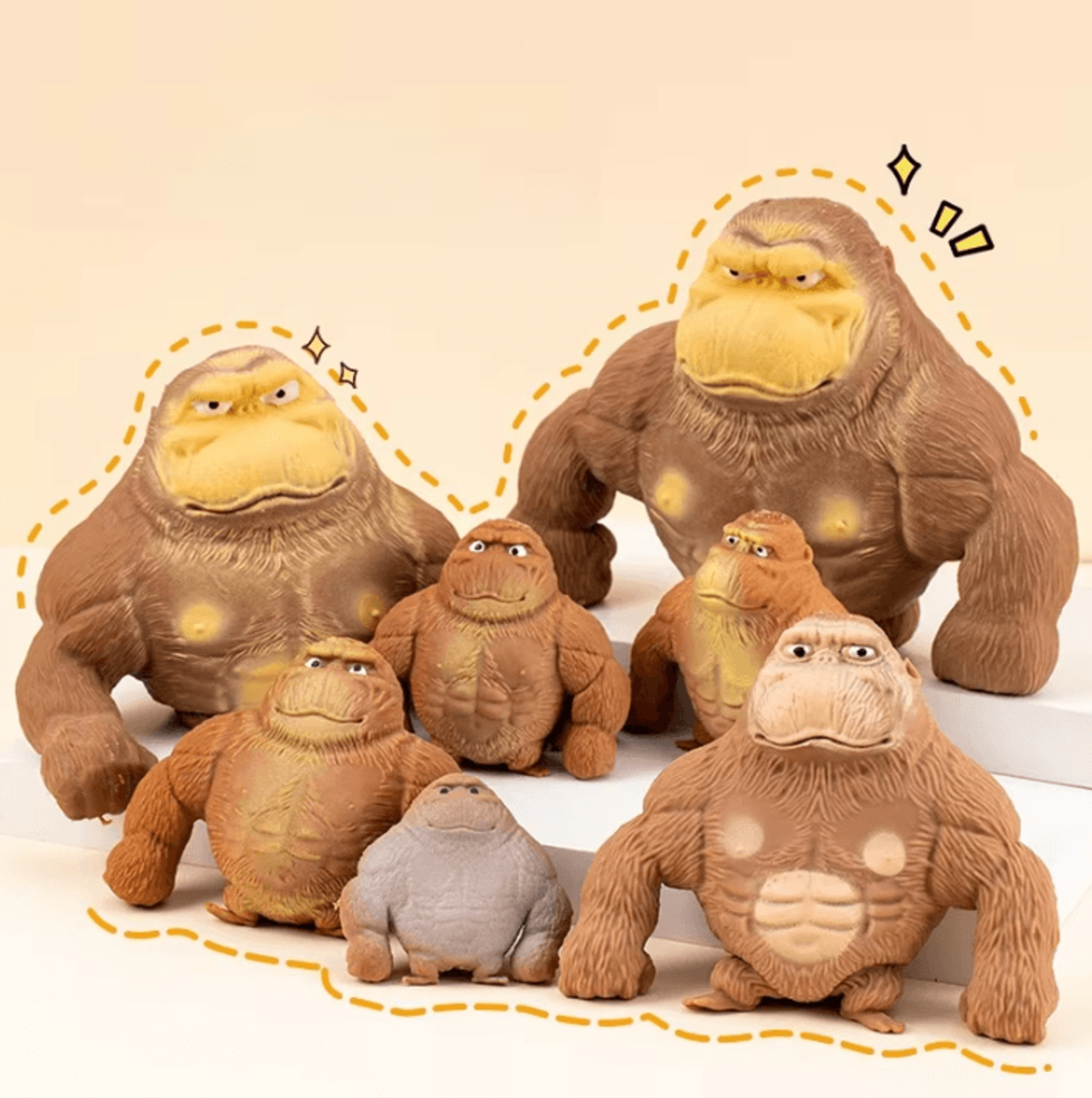 funny stretchable gorilla figurine – gorilla stress toy funny monkey desk decor for home & office