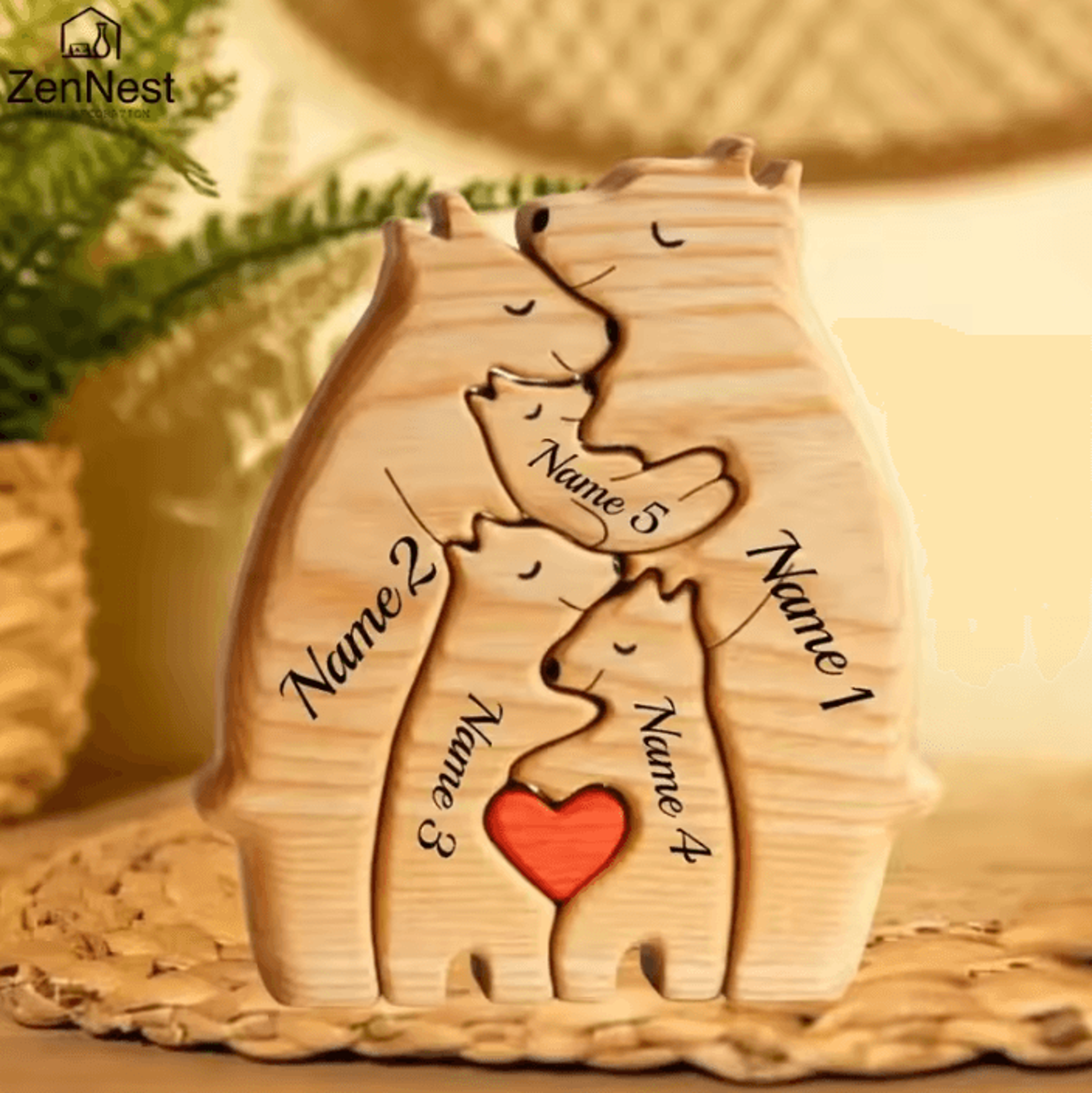 personalized wooden bear family puzzle – custom bear family puzzle personalized family name decor for home