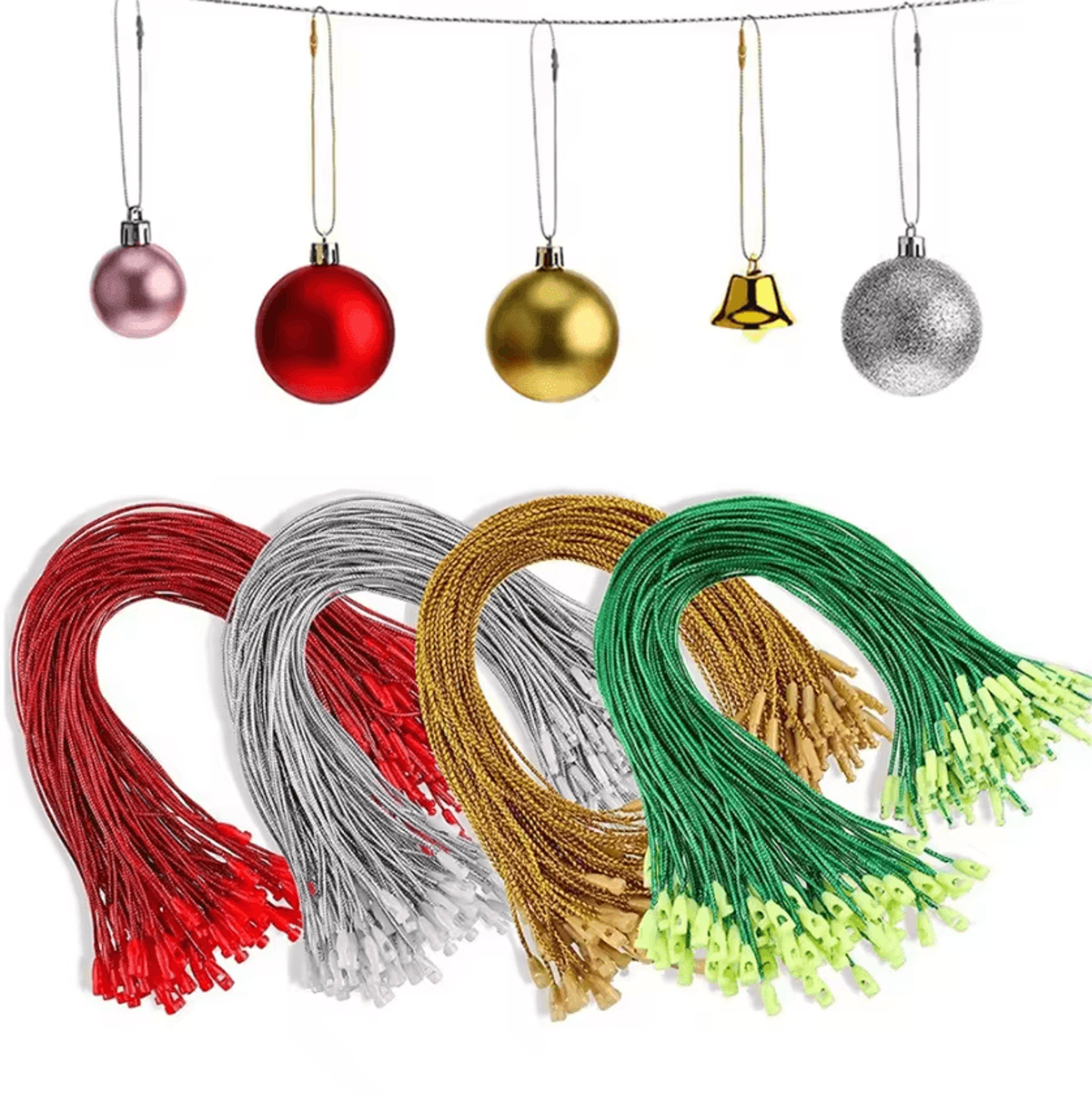 100pcs christmas ornament hanging strings – christmas ornament hooks polyester hanging cords for tree decorations