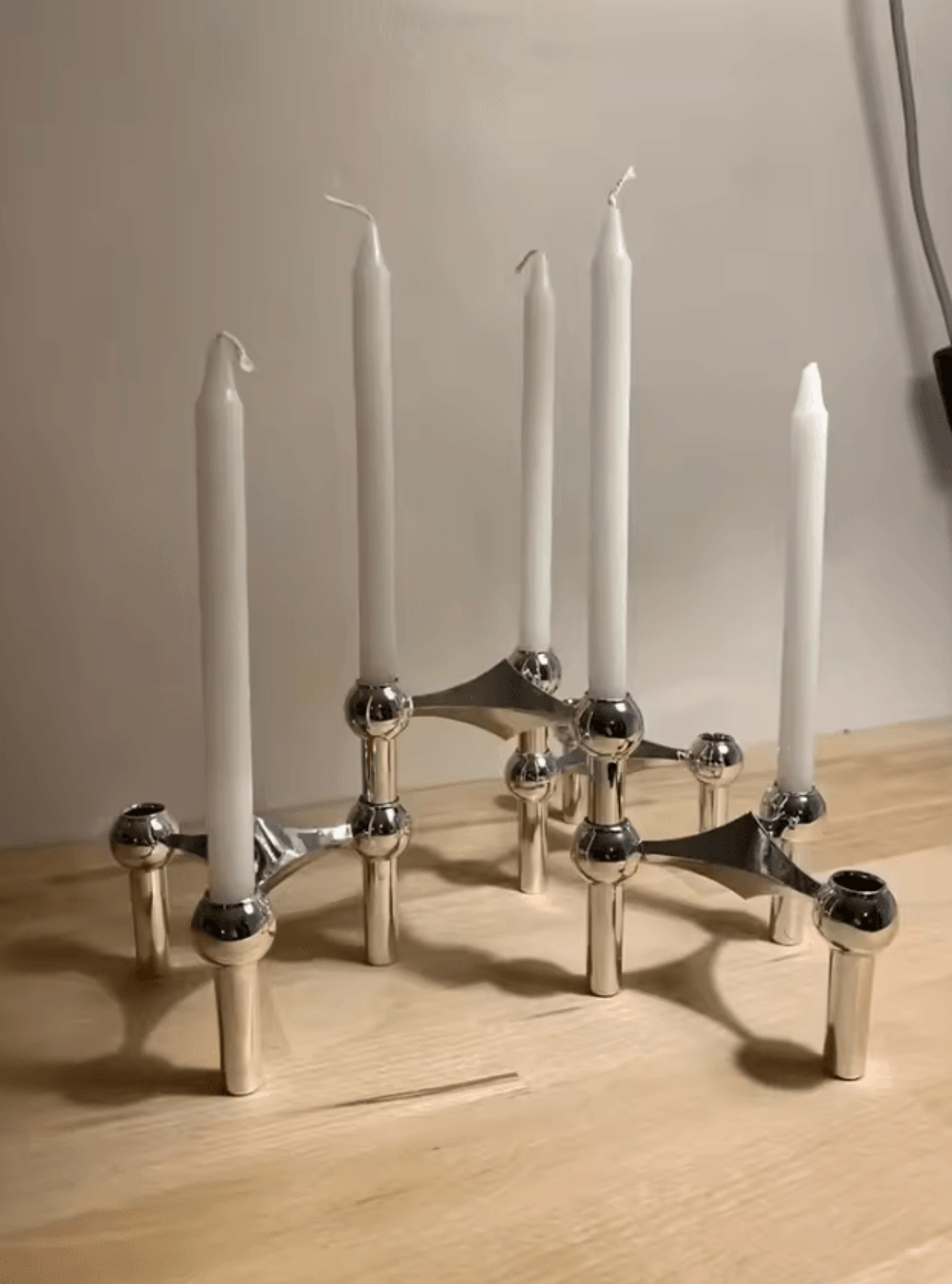 nordic metal molecular candle holder – molecular candle holder modern silver candelabra for home decor