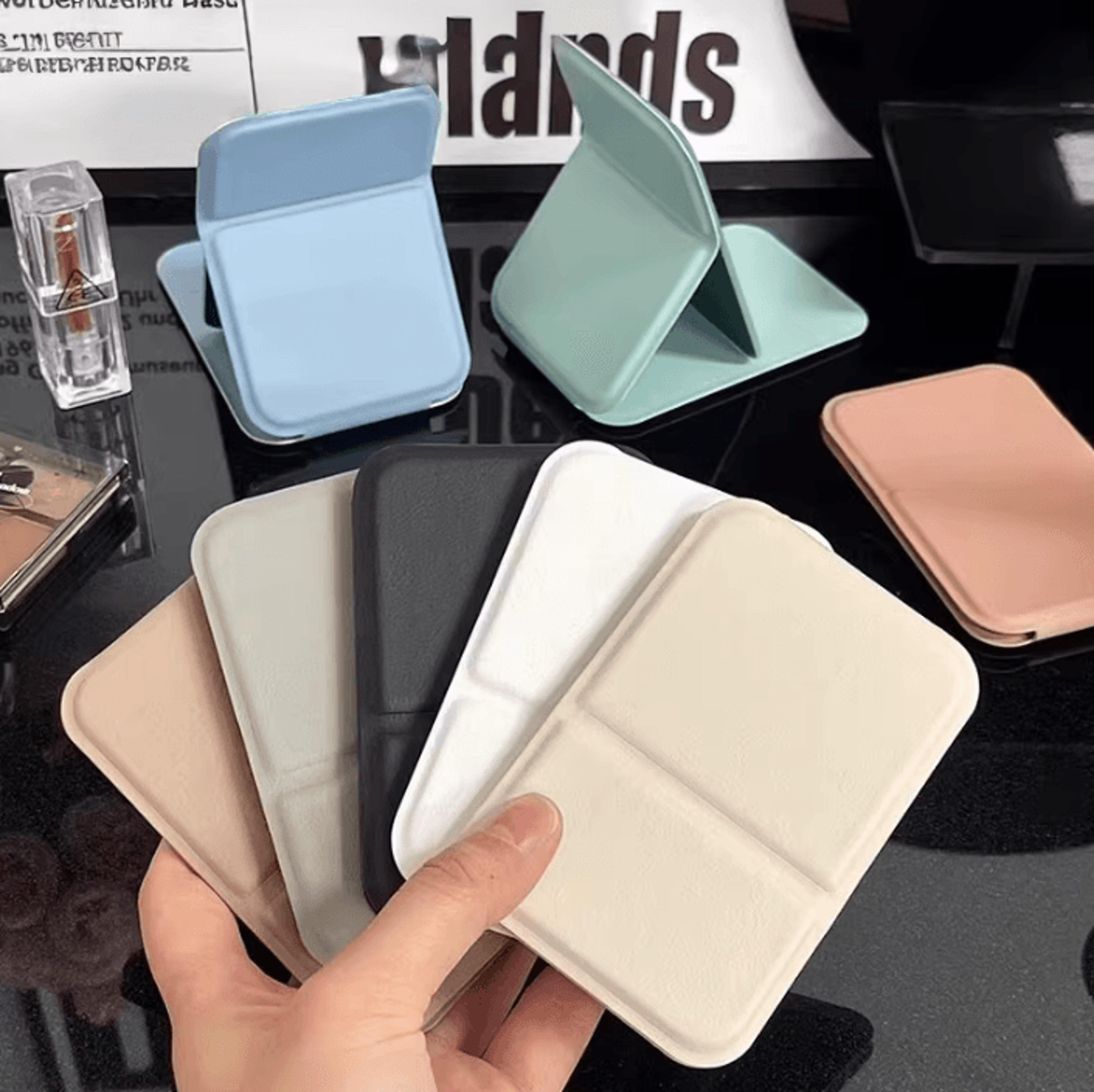 portable folding makeup mirror – travel makeup mirror hd folding mirror with desktop stand