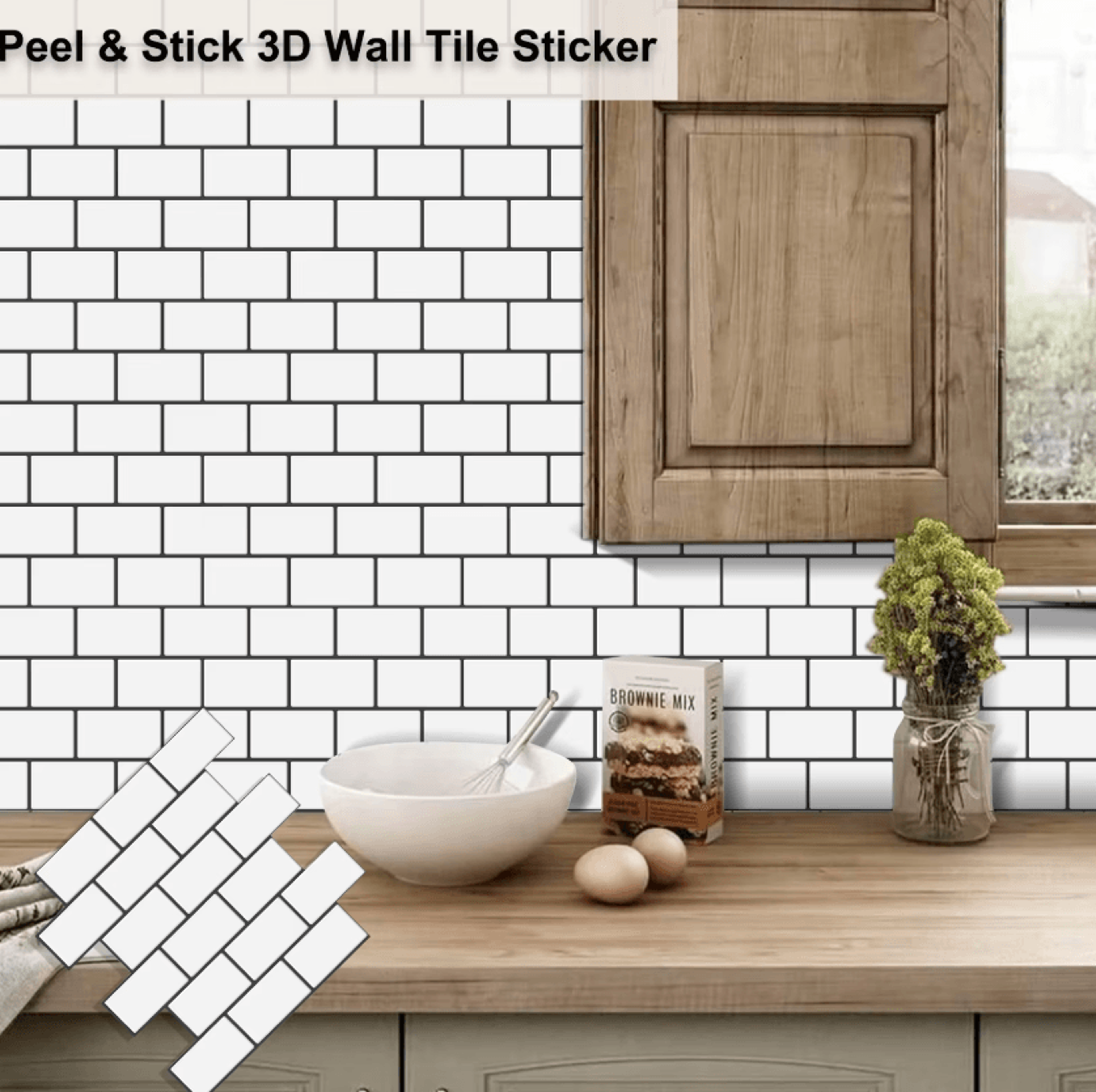 10pcs 3d subway tile wall stickers – peel and stick subway tile 3d brick wall stickers for kitchen & bathroom