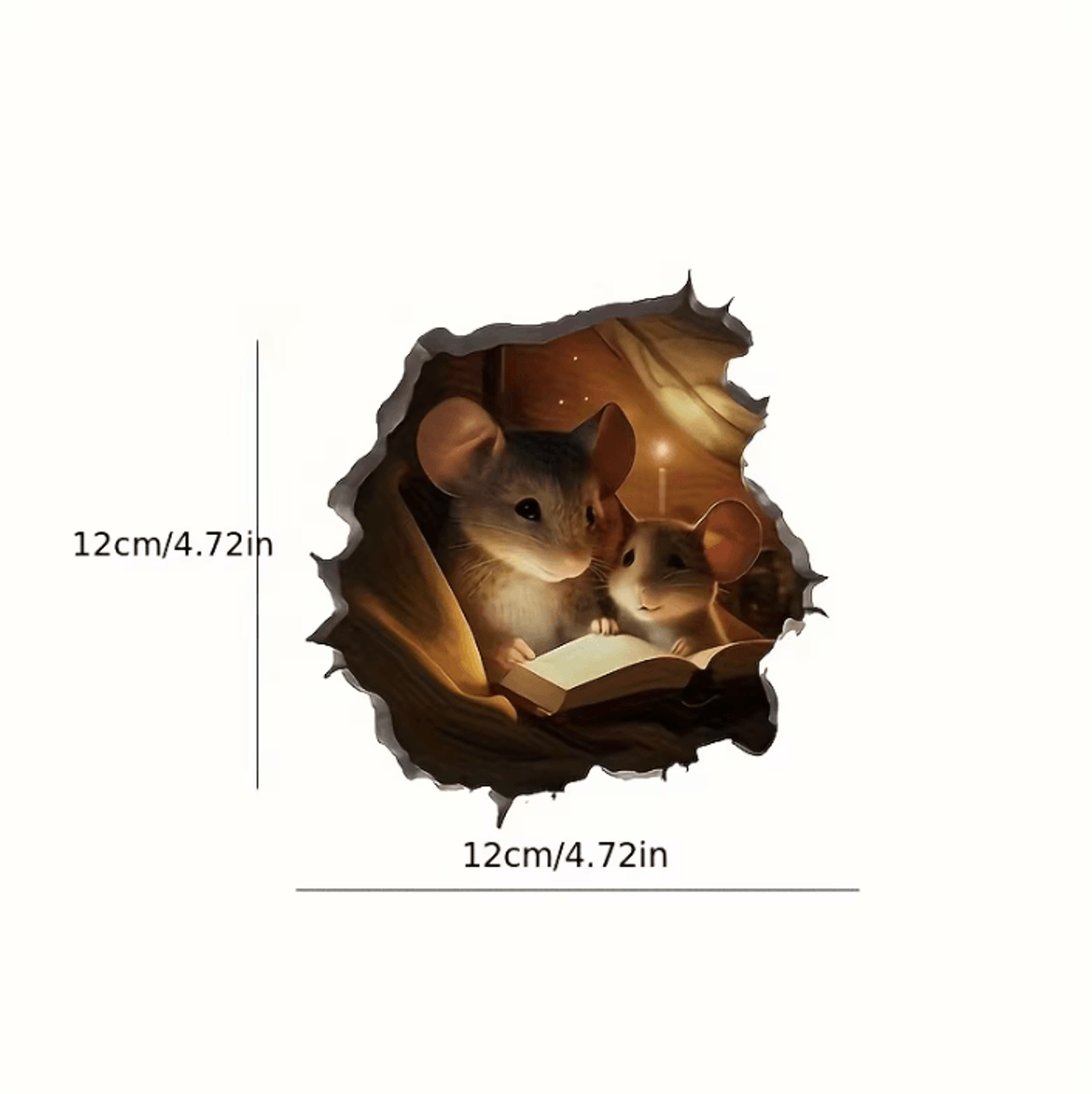 3d reading mouse wall sticker – cute vinyl mouse hole decal for home decor
