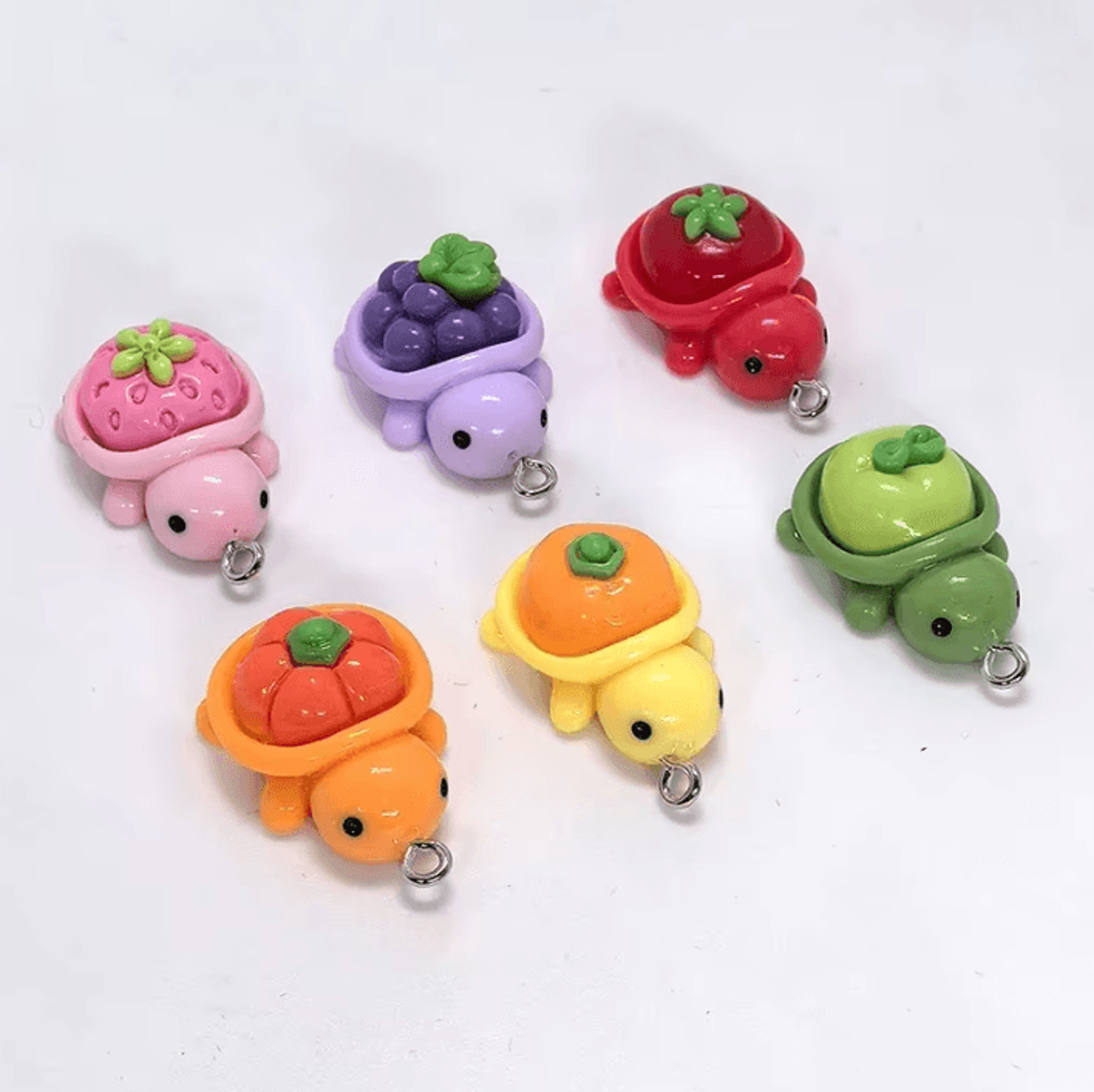 10pcs kawaii fruit turtle resin charms – 3d pendants for diy jewelry & keychains