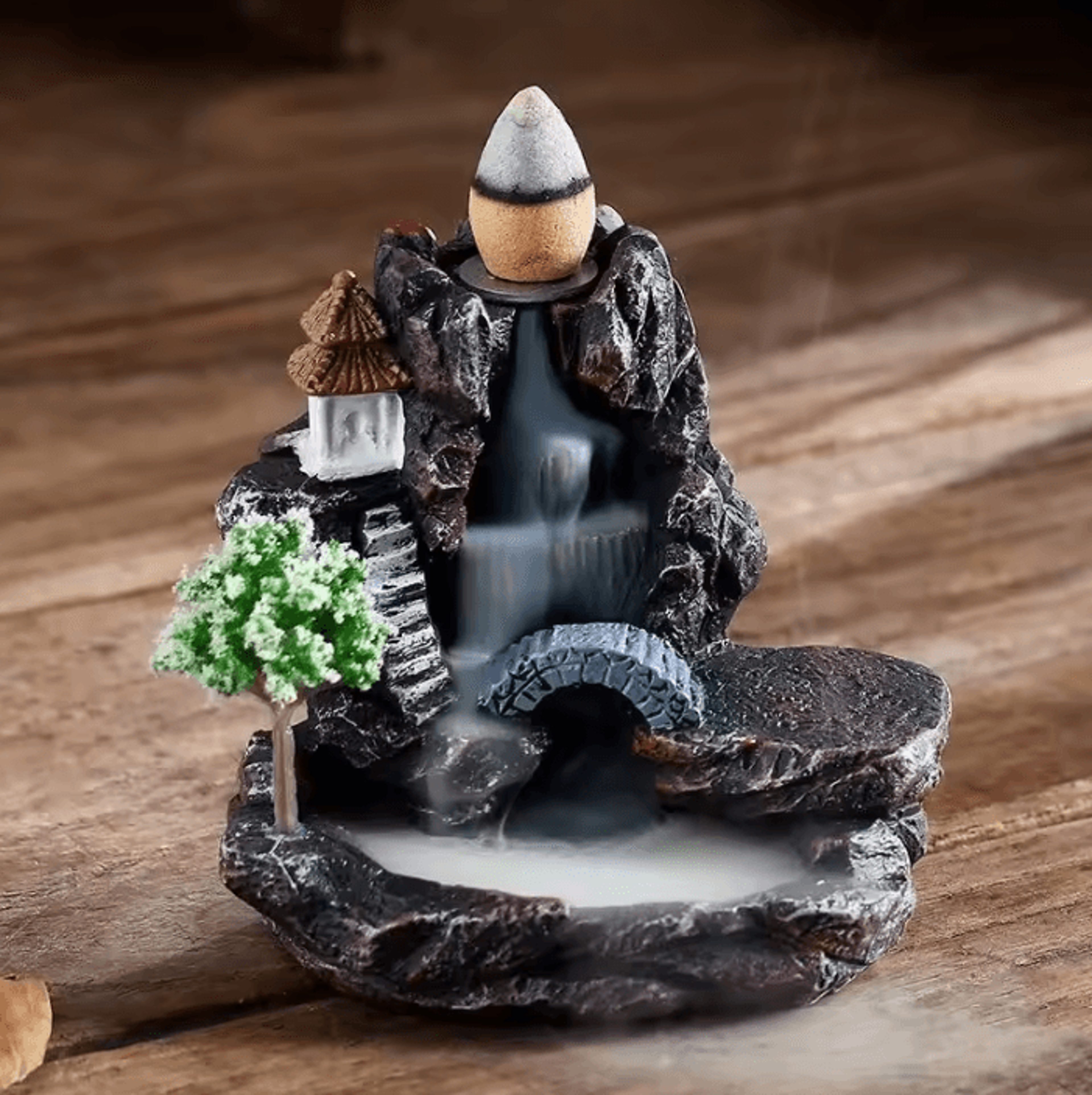 backflow waterfall incense burner – aromatherapy incense holder with cones