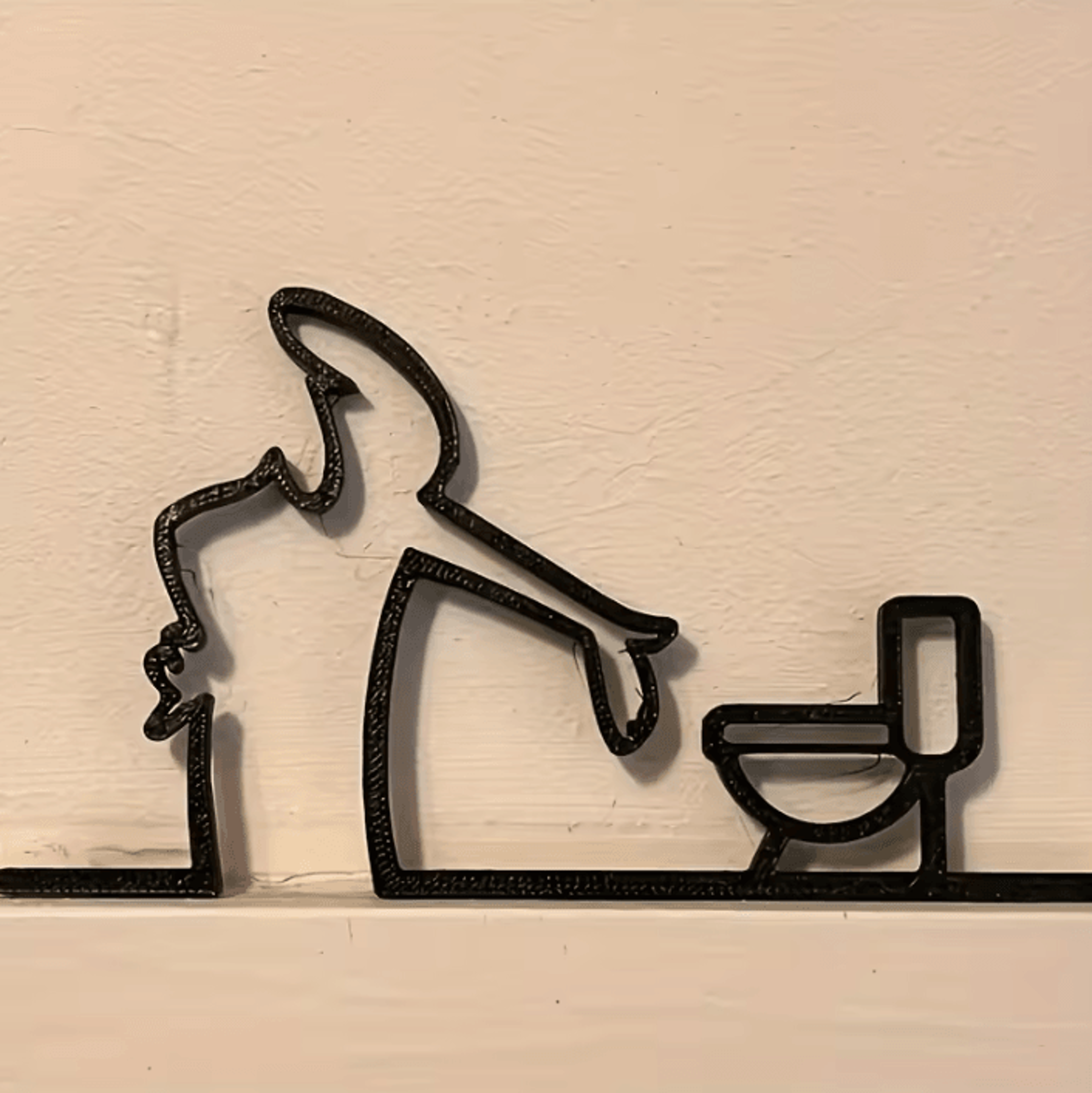 modern black metal bathroom wall art – 2d flat wc decor sign