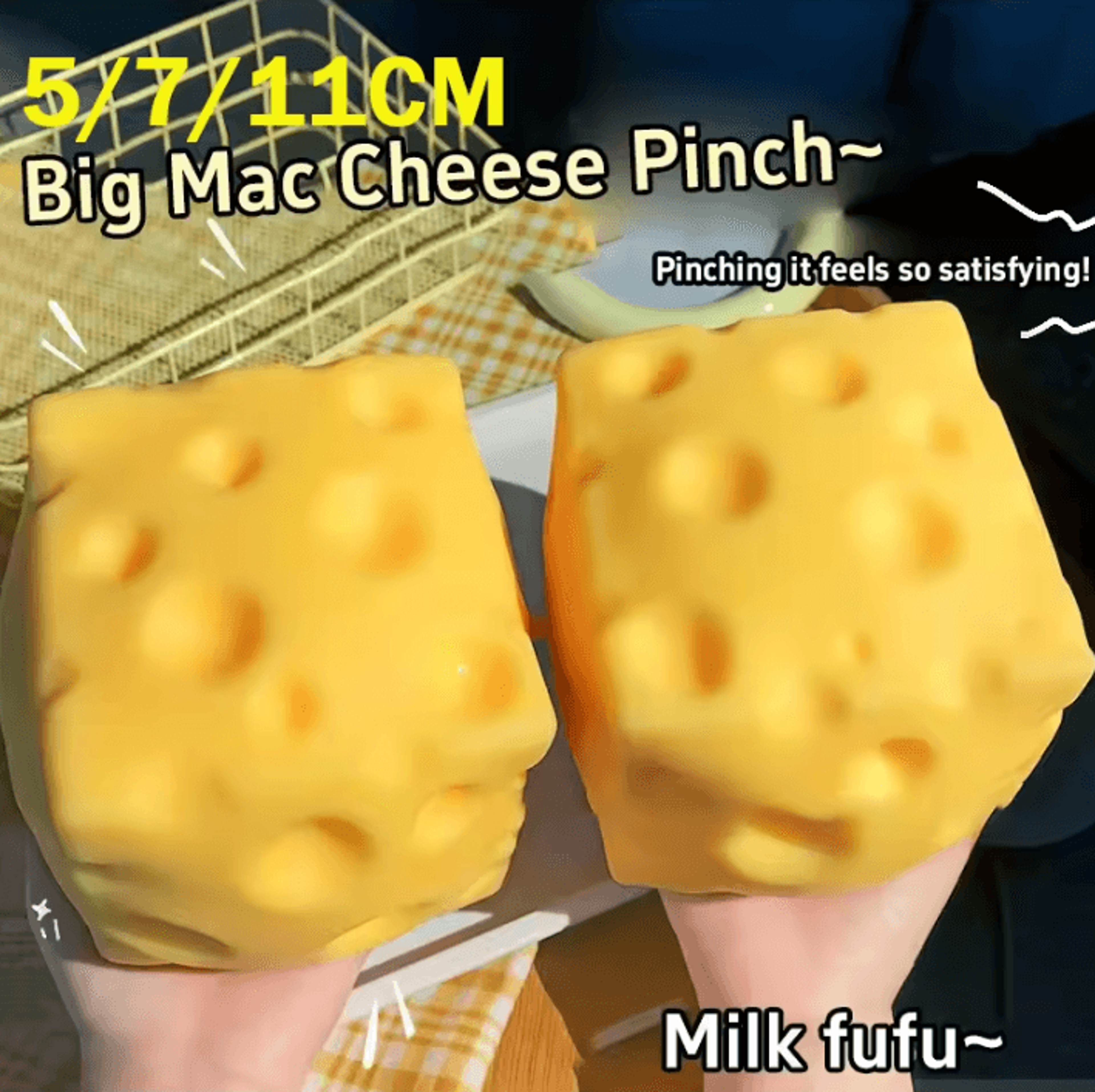 giant cheese squishy toy – slow rebound squeeze fidget toy 5/7/11cm