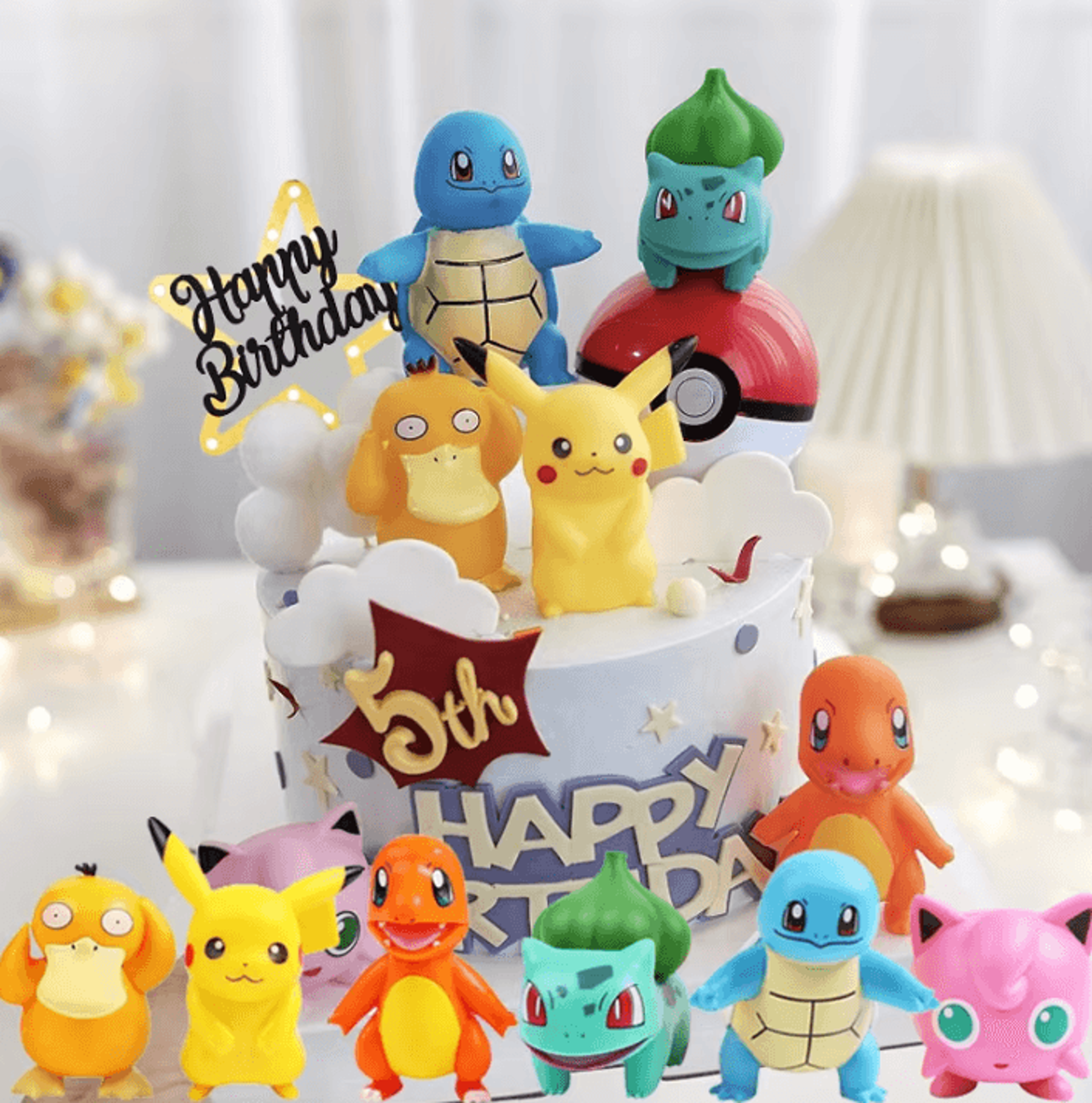 pokemon cake decoration set – pikachu figures & poke ball birthday cake toppers