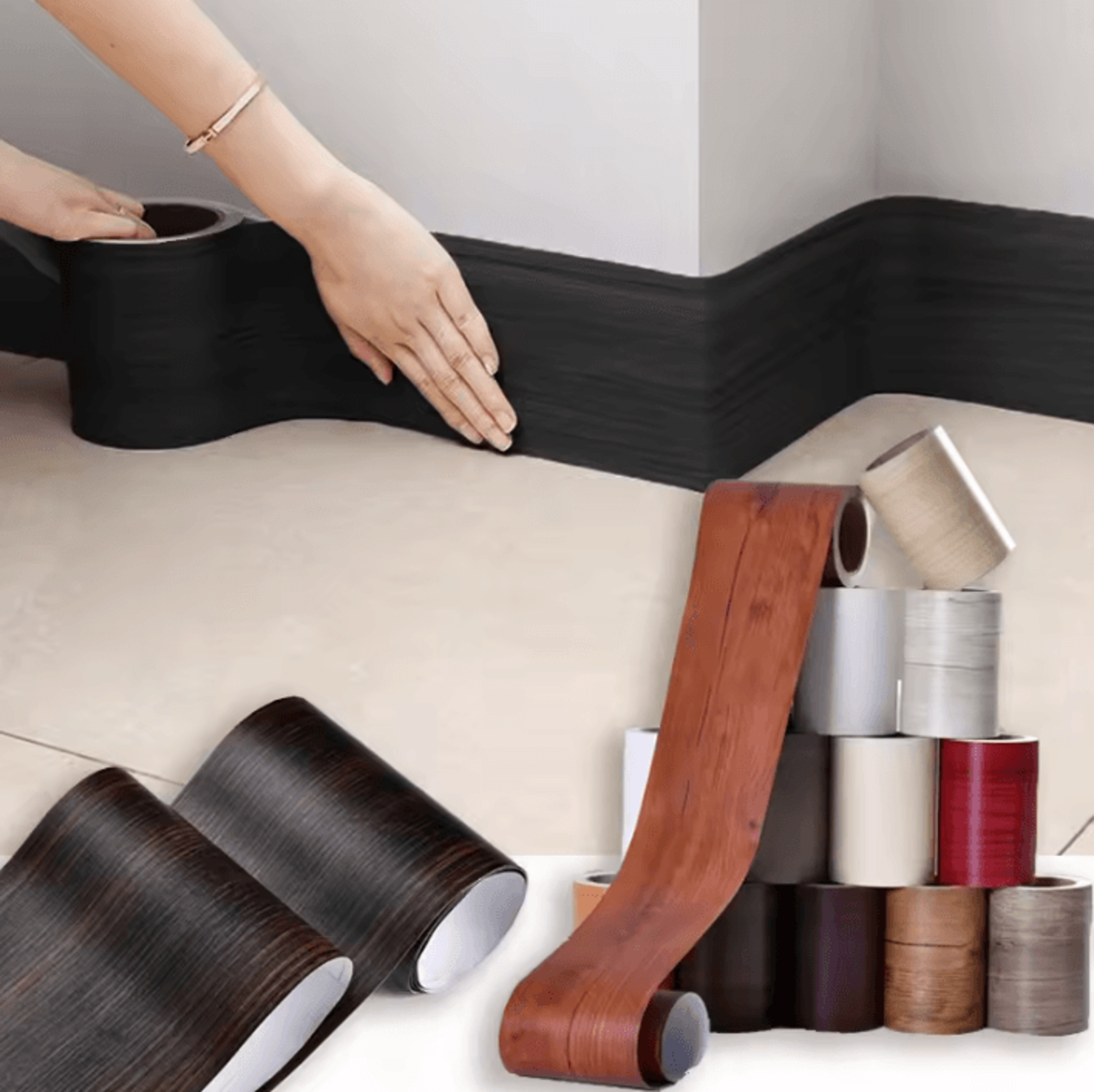 5m self adhesive wall trim – waterproof skirting border & baseboard sticker