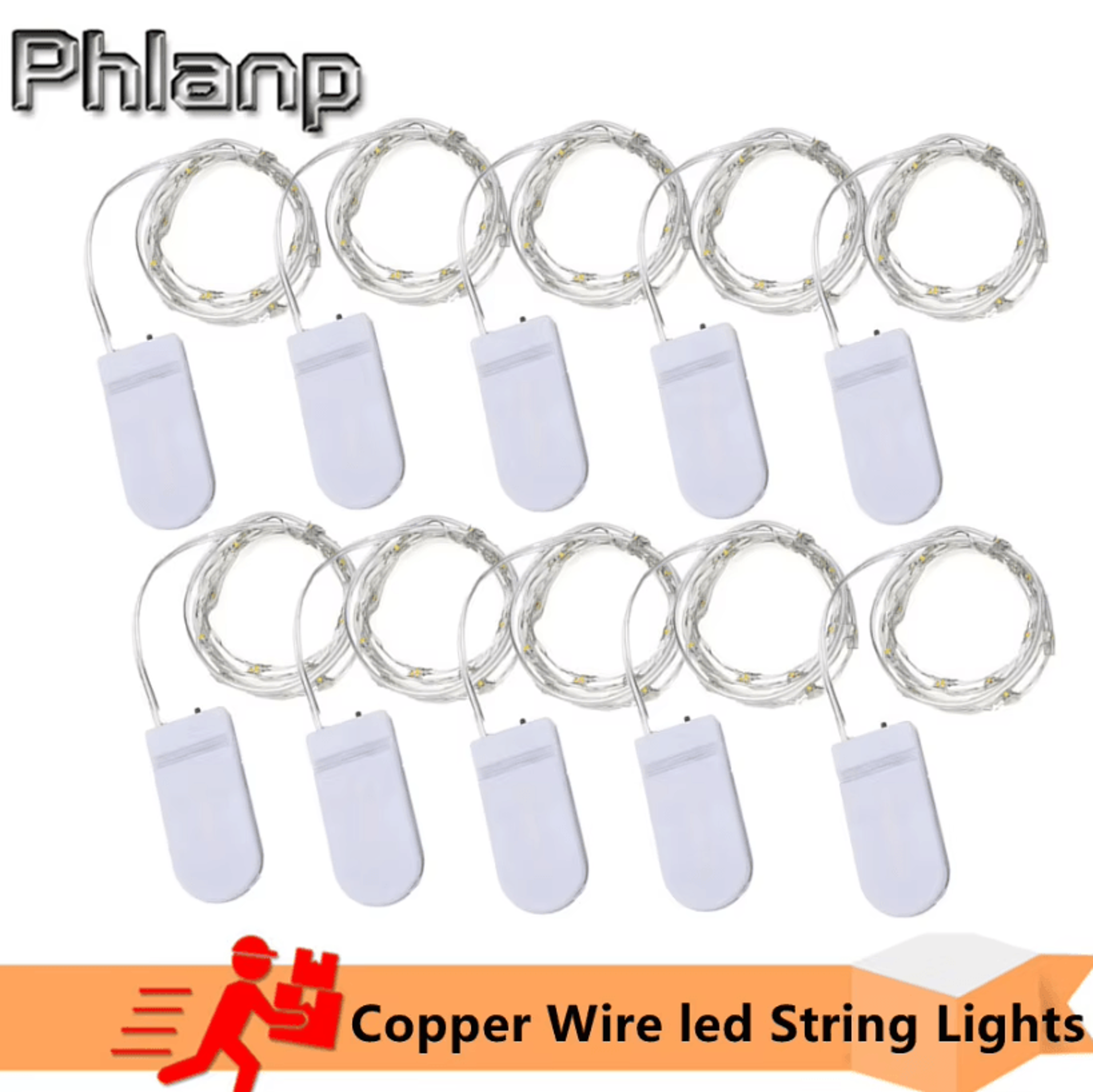10pcs copper wire led fairy string lights – battery powered holiday & party decor