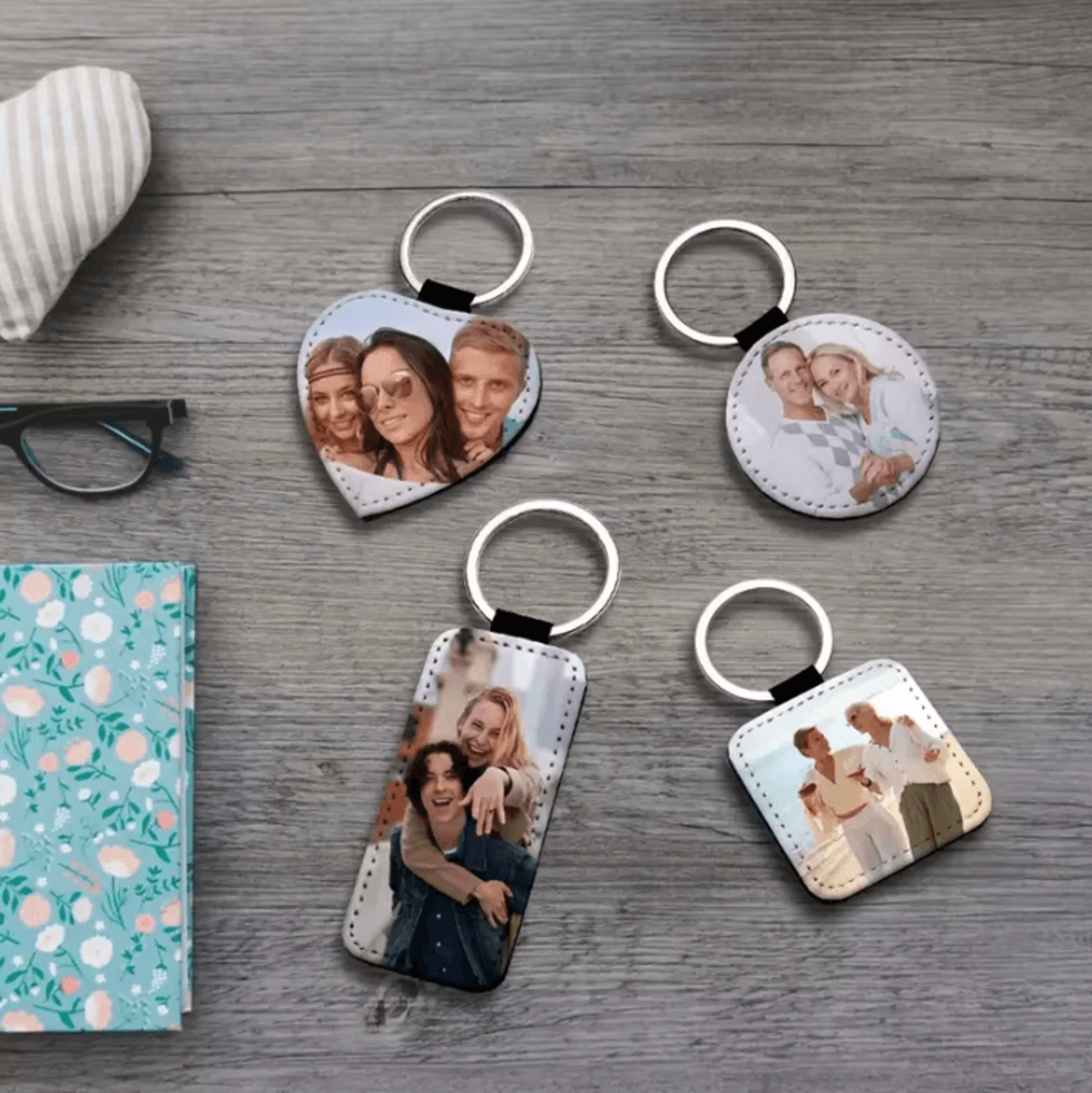 personalized round pu leather photo keychain – custom sublimation keyring