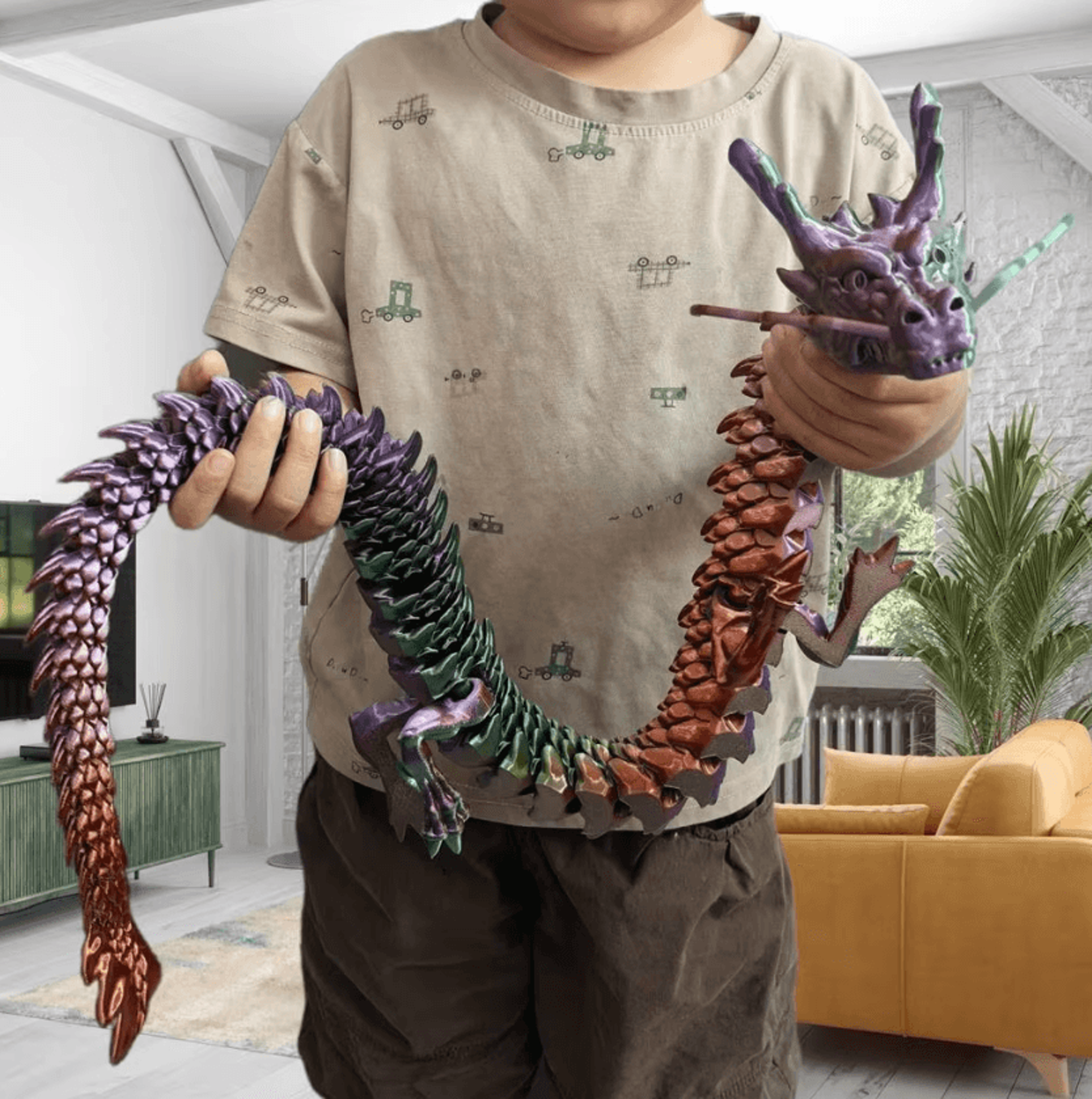 30/90cm 3d printed articulated dragon – flexible moving joint display ornament