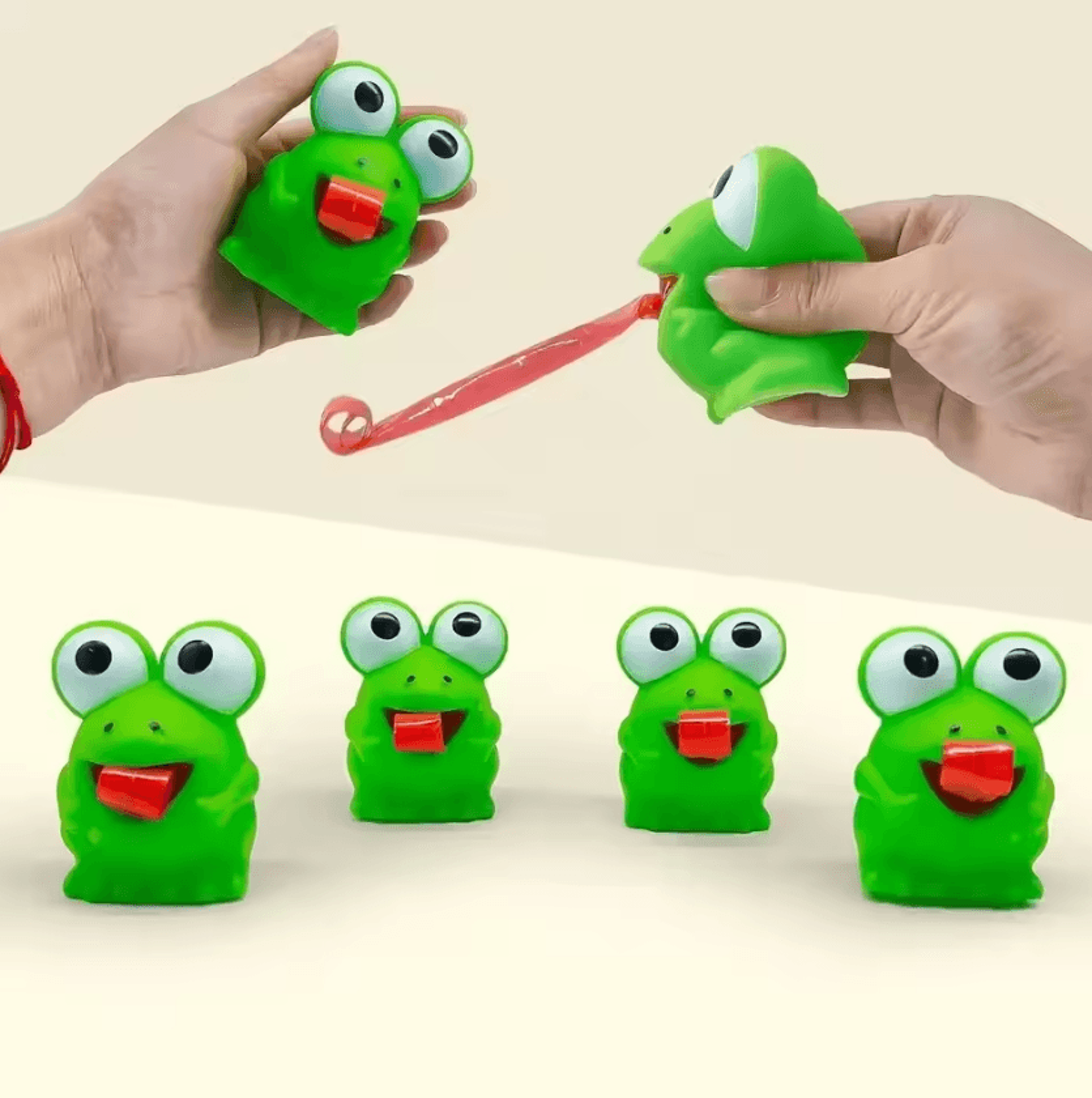 frog dinosaur tongue-out squeeze fidget stress relief toy