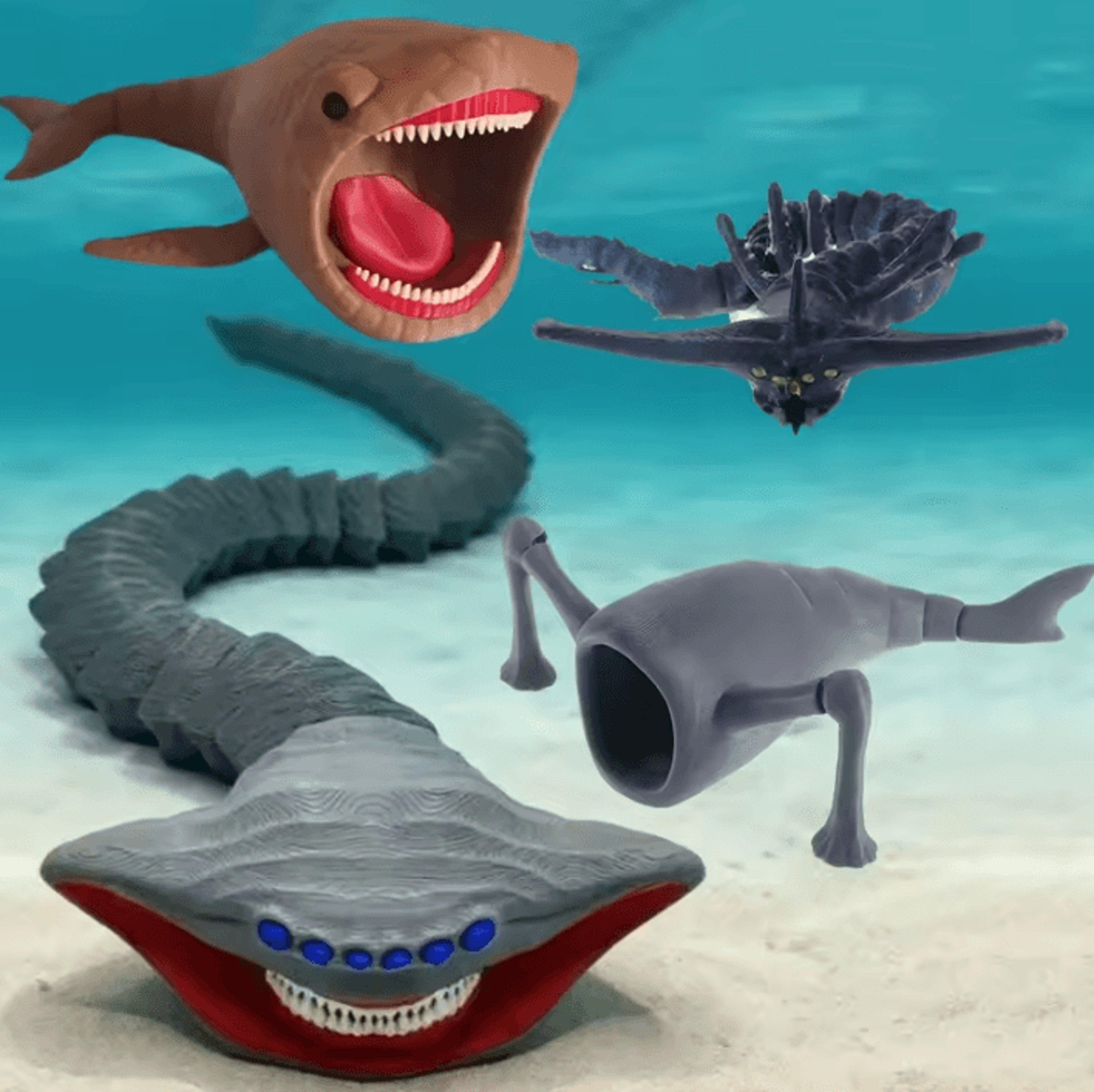 3d printed bloop el gran maja articulated sea monster action figure