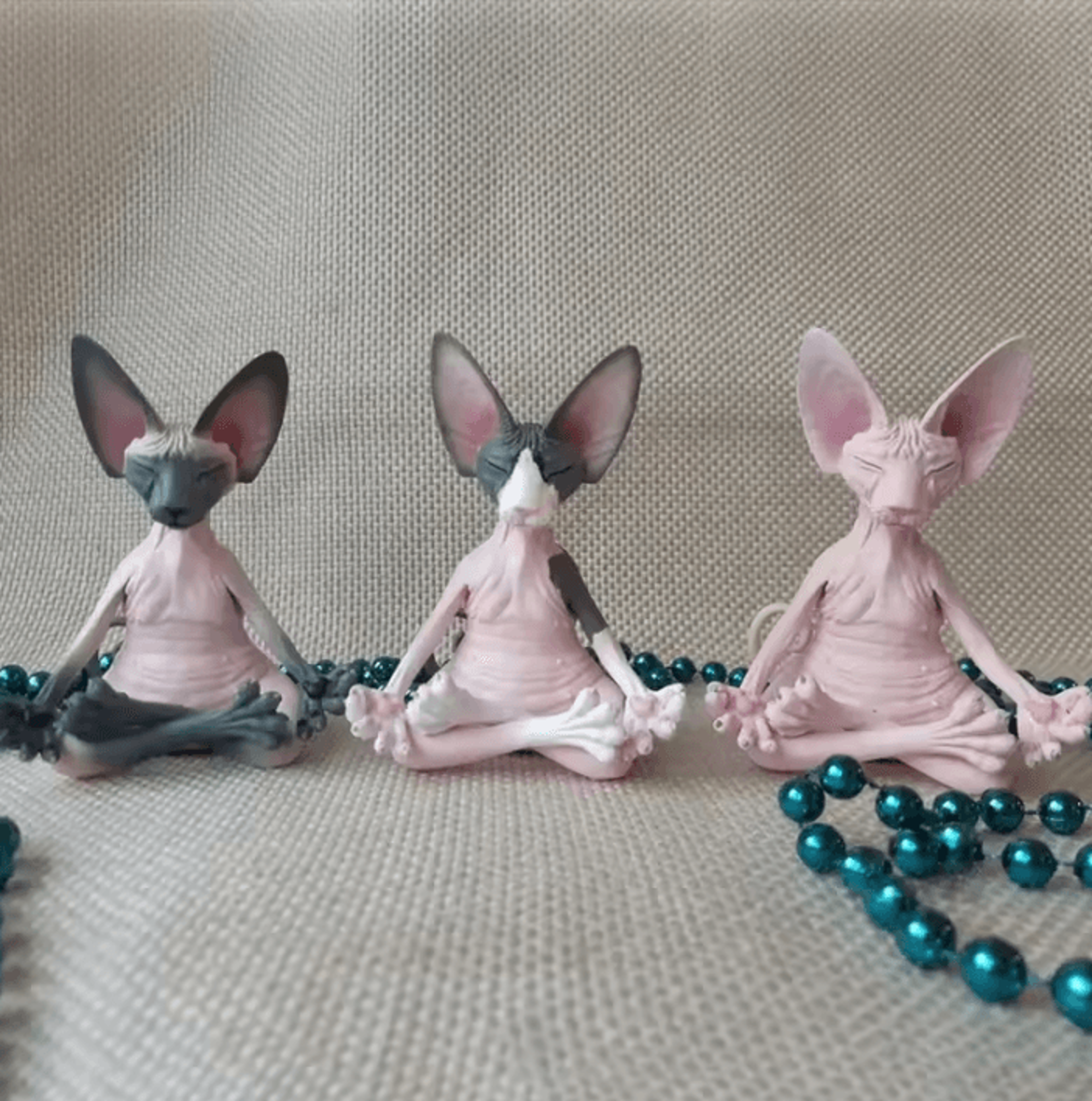 meditating sphynx cat figurine – whimsical yoga zen resin statue
