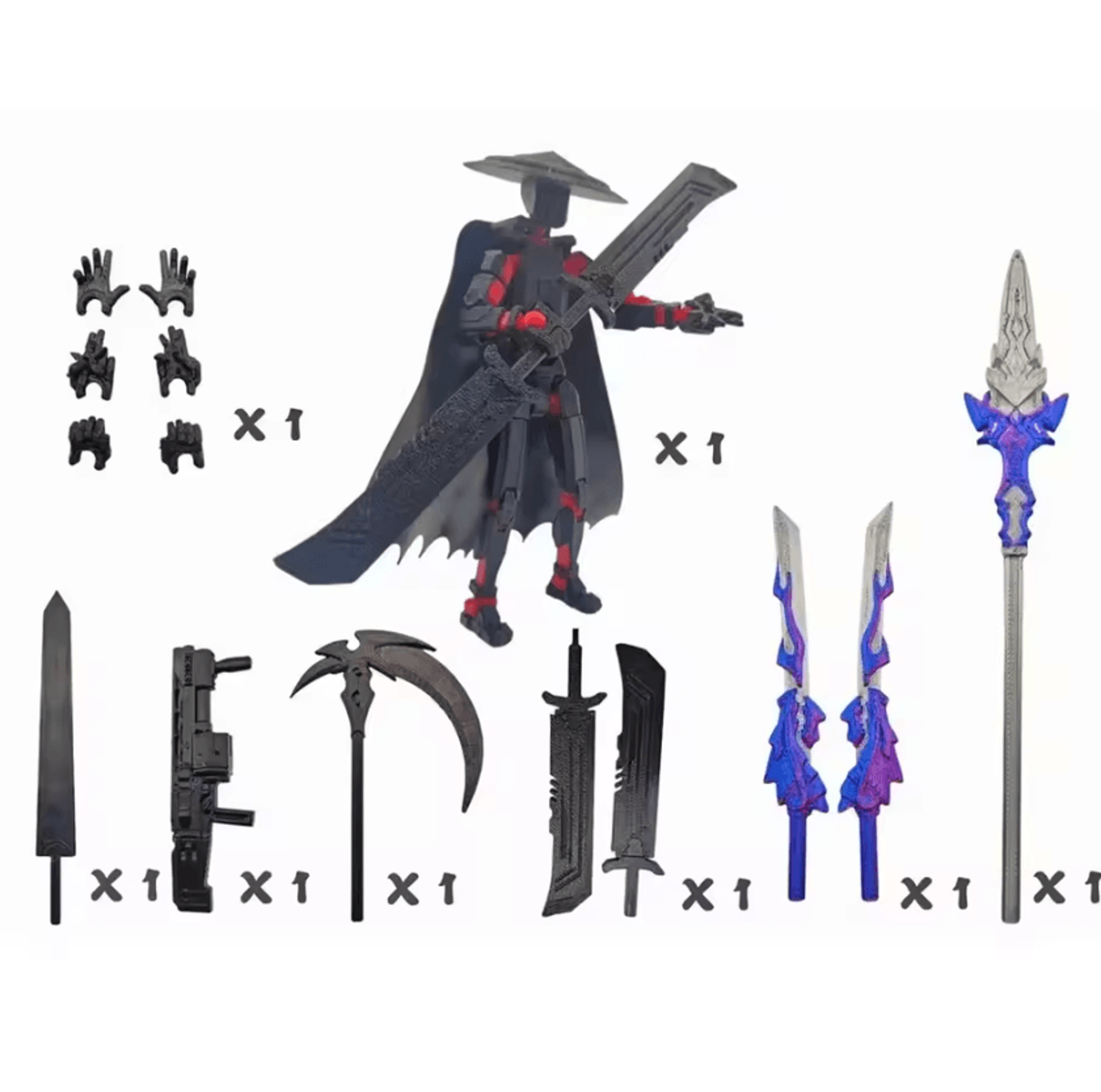 titan 13 death swordsman action figure – multi-jointed t13 movable model