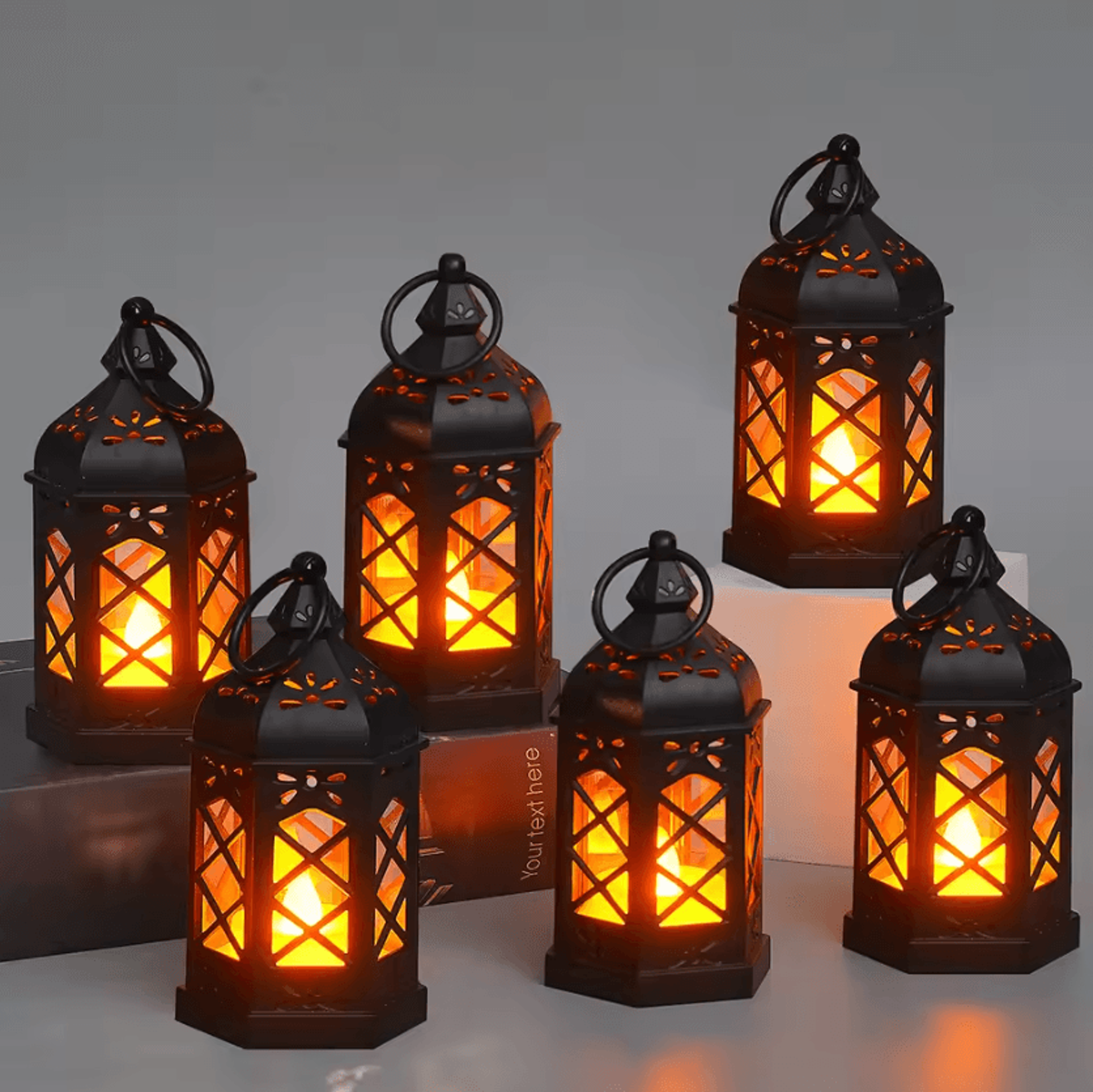retro hexagonal led candle lamp – portable vintage desktop lantern