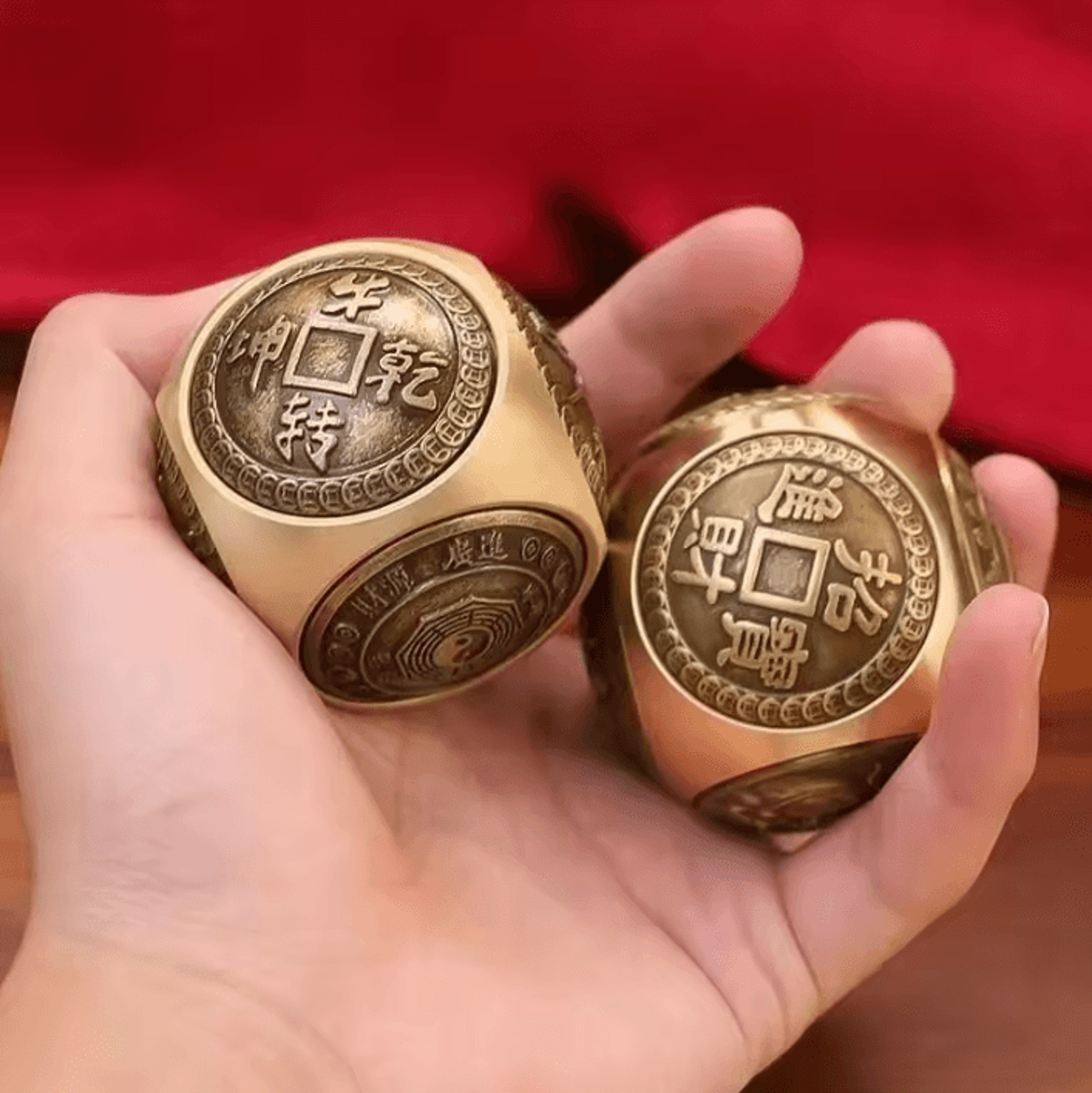 six-faced chinese lucky coin spinner – copper fidget toy for focus and relaxation