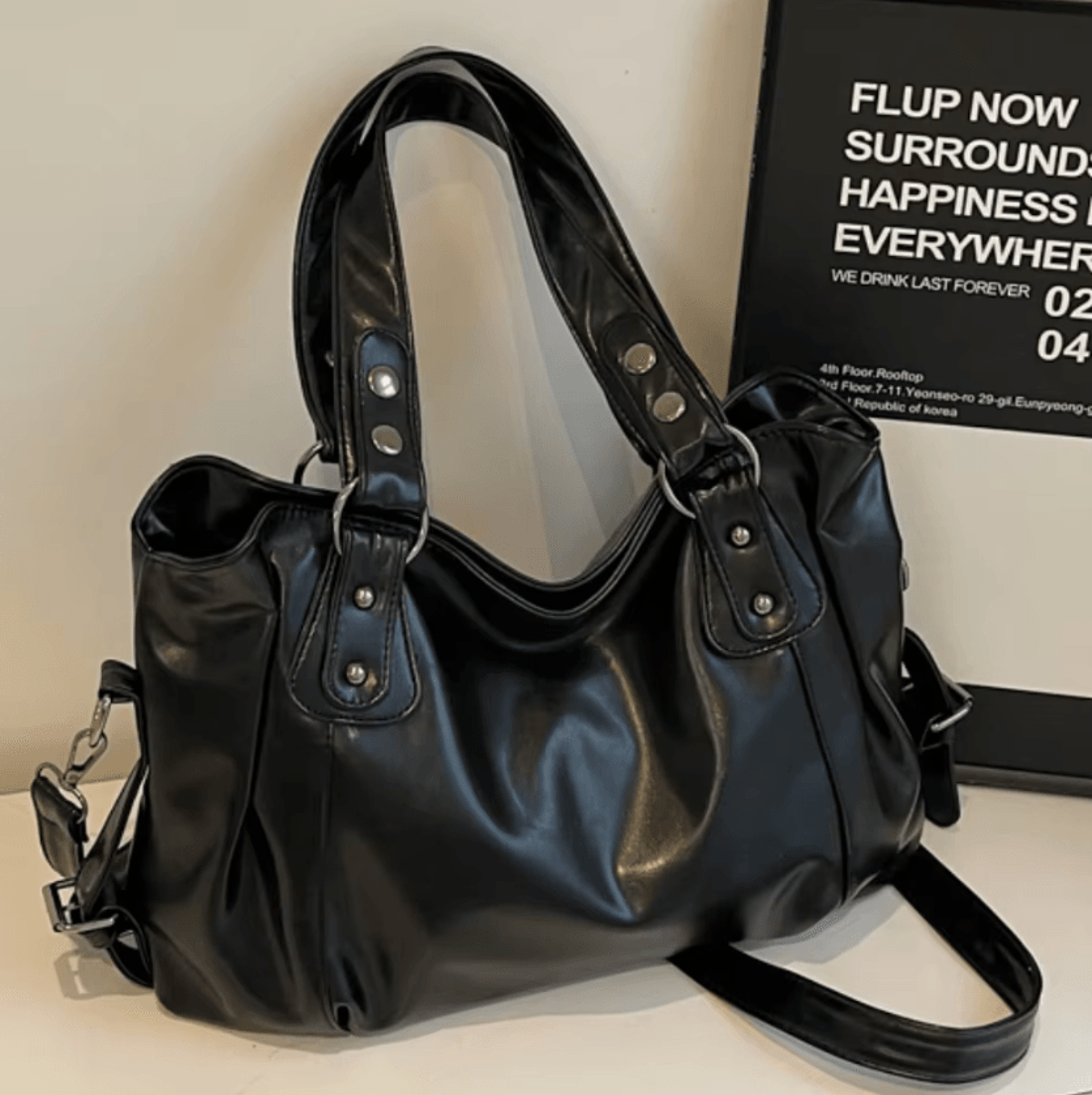 womens large capacity retro pu leather tote bag – shoulder & crossbody handbag