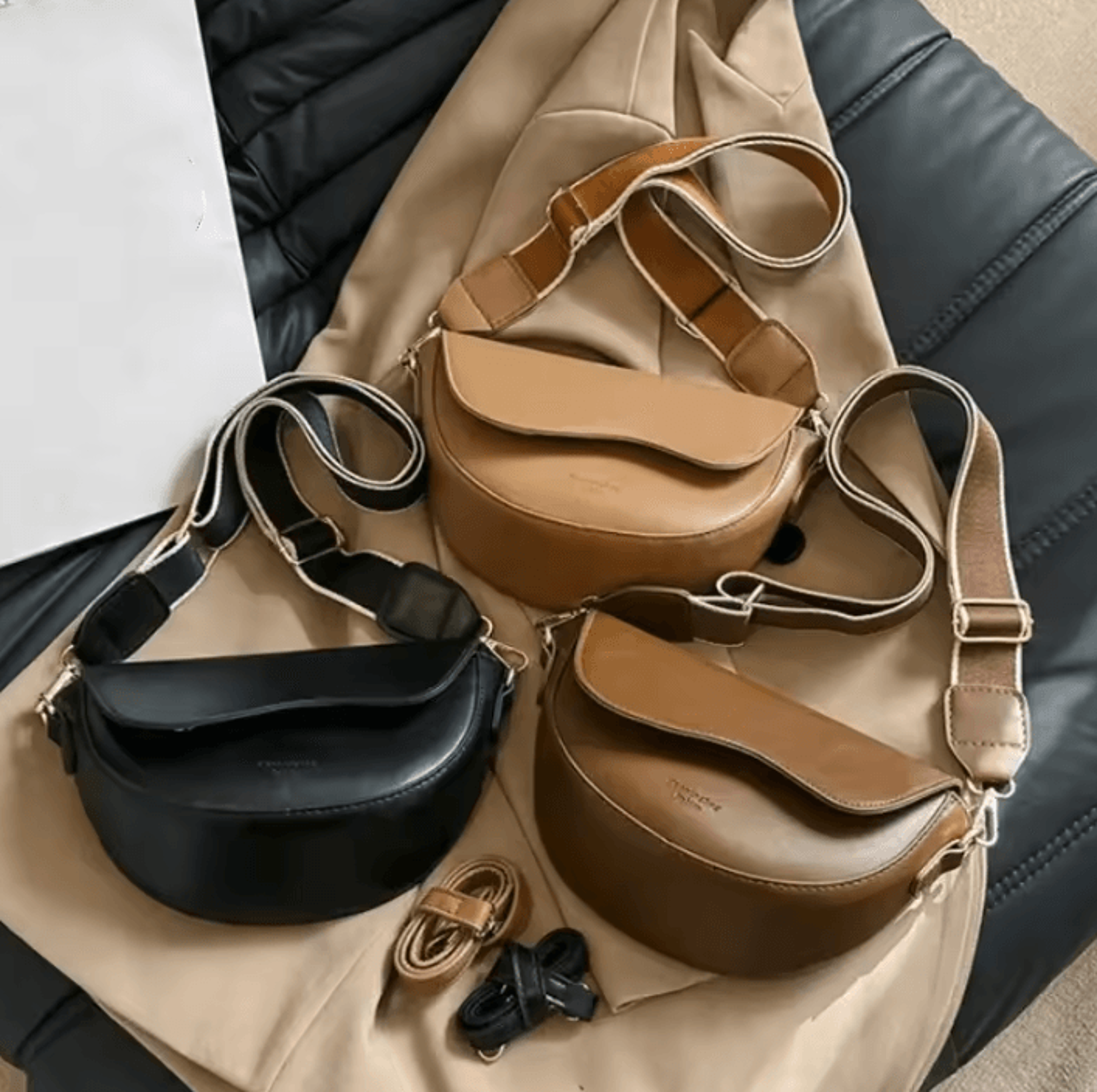 vintage pu leather saddle crossbody bag - wide strap shoulder purse
